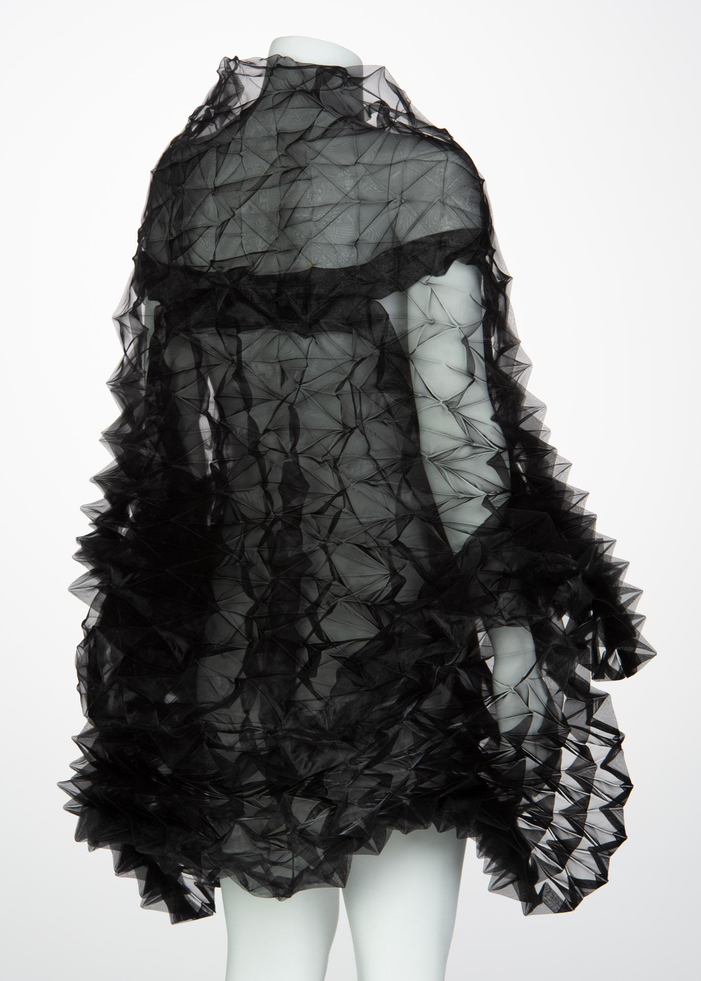 Women's Issey Miyake Fette Black Organza Cape Top