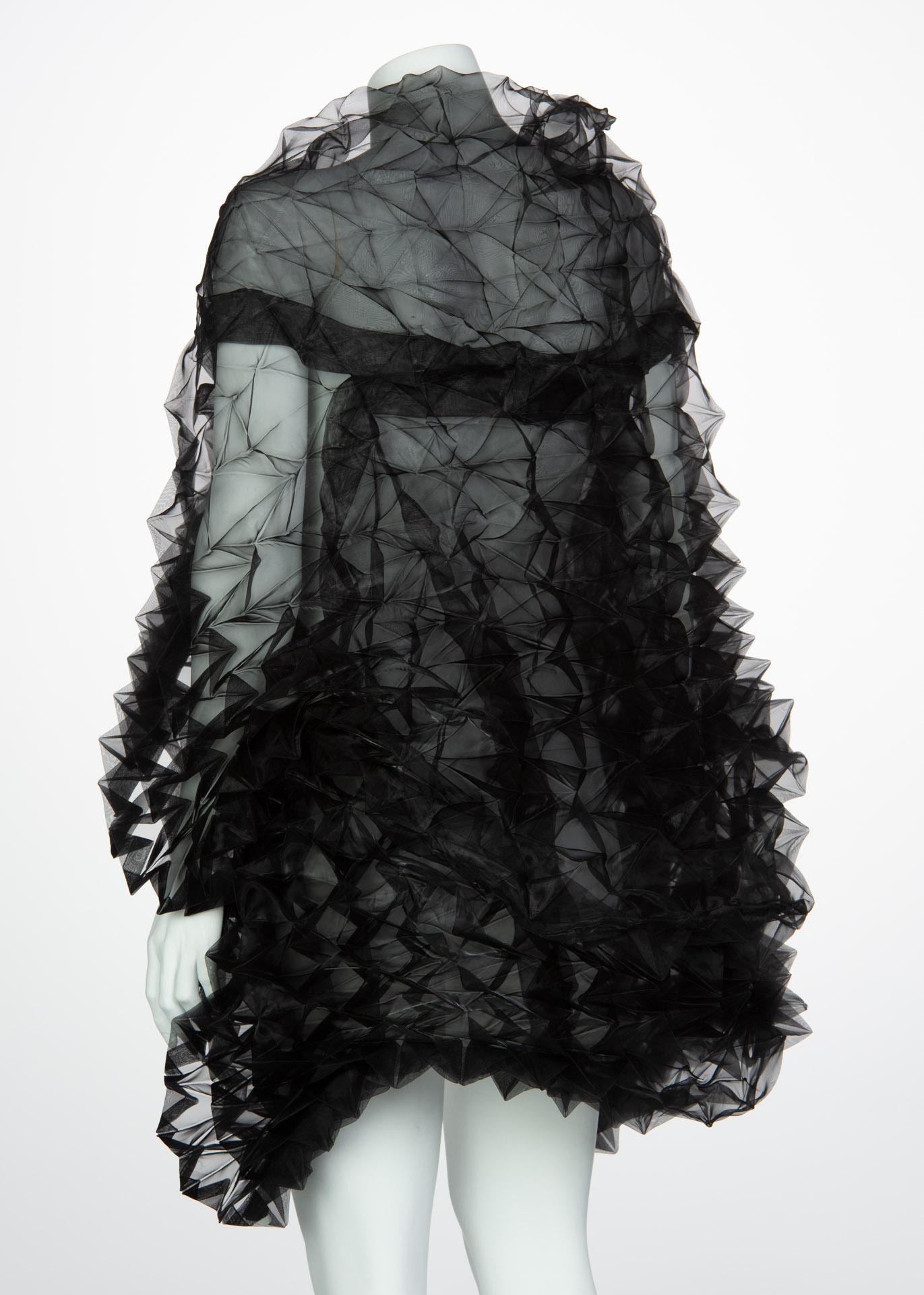 Issey Miyake Fette Black Organza Cape Top 1
