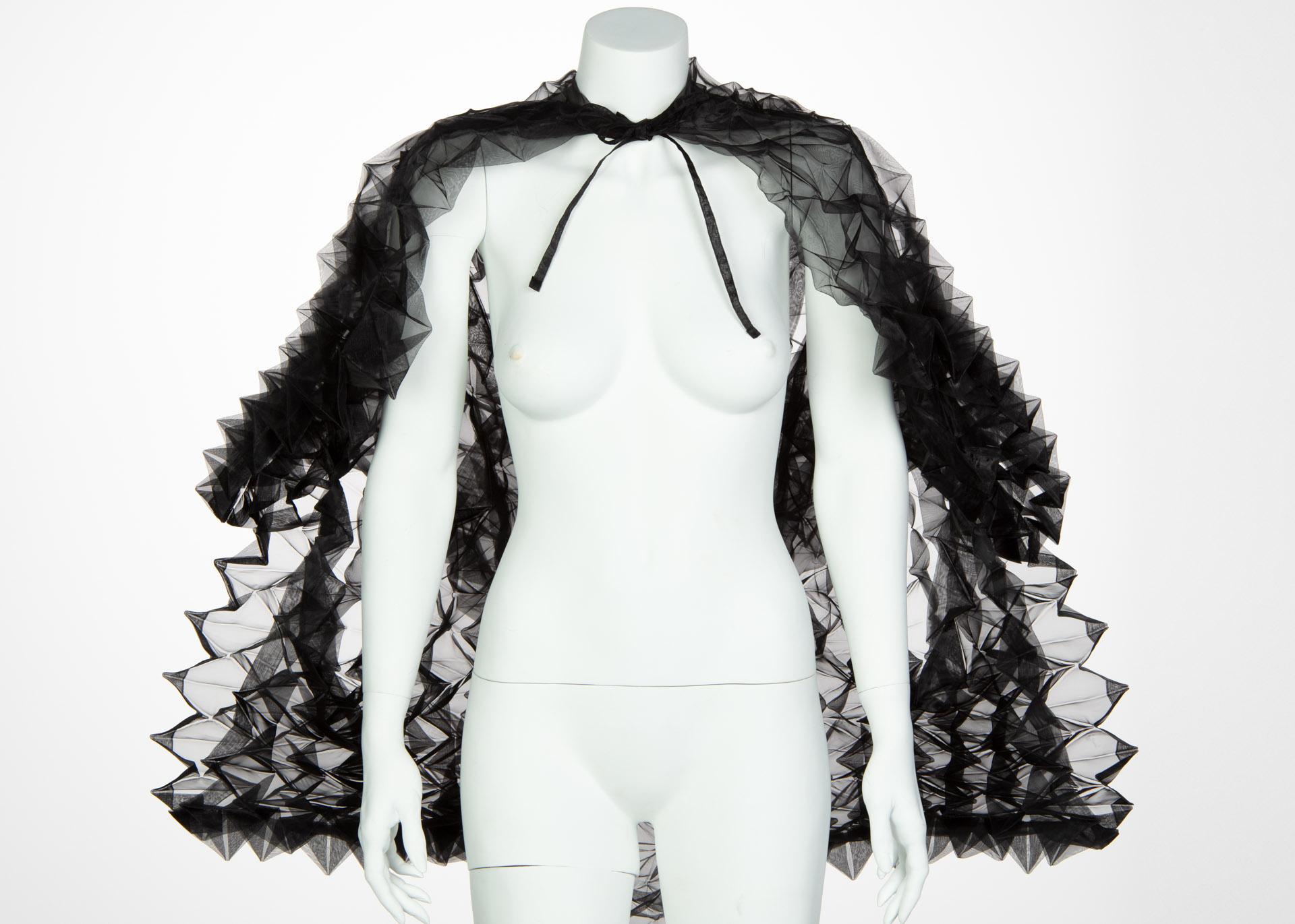 Issey Miyake Fette Black Organza Cape Top 2