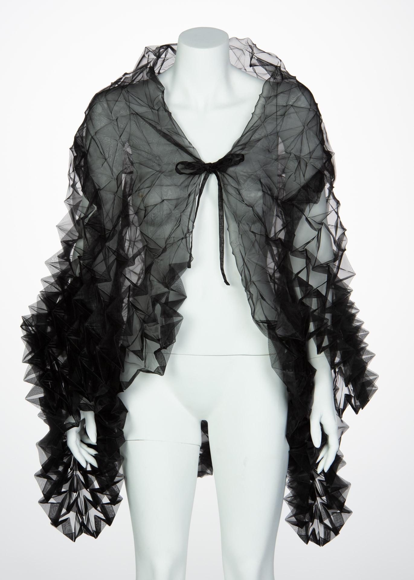 Issey Miyake Fette Black Organza Cape Top 3