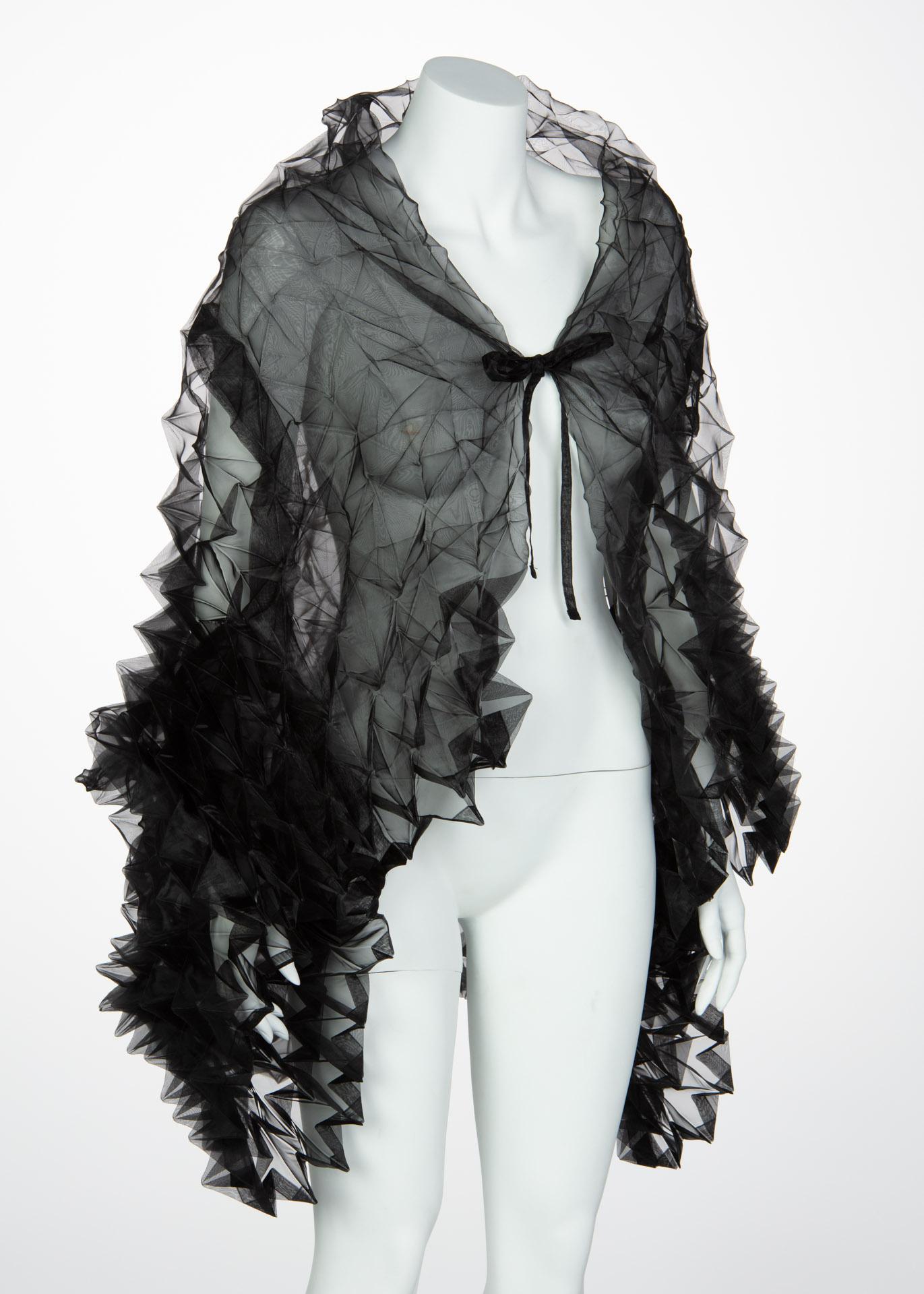 Issey Miyake Fette Black Organza Cape Top 4
