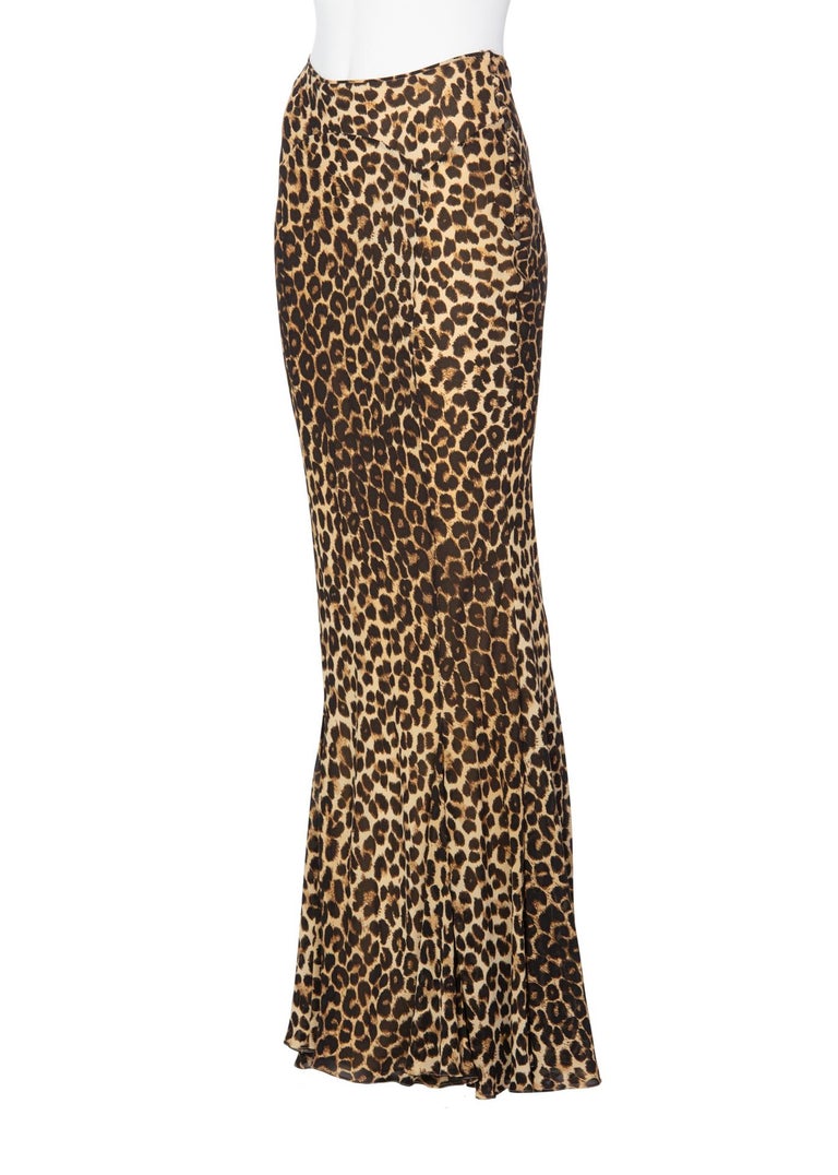 John Galliano Animal Leopard Print Silk Maxi Skirt at 1stdibs