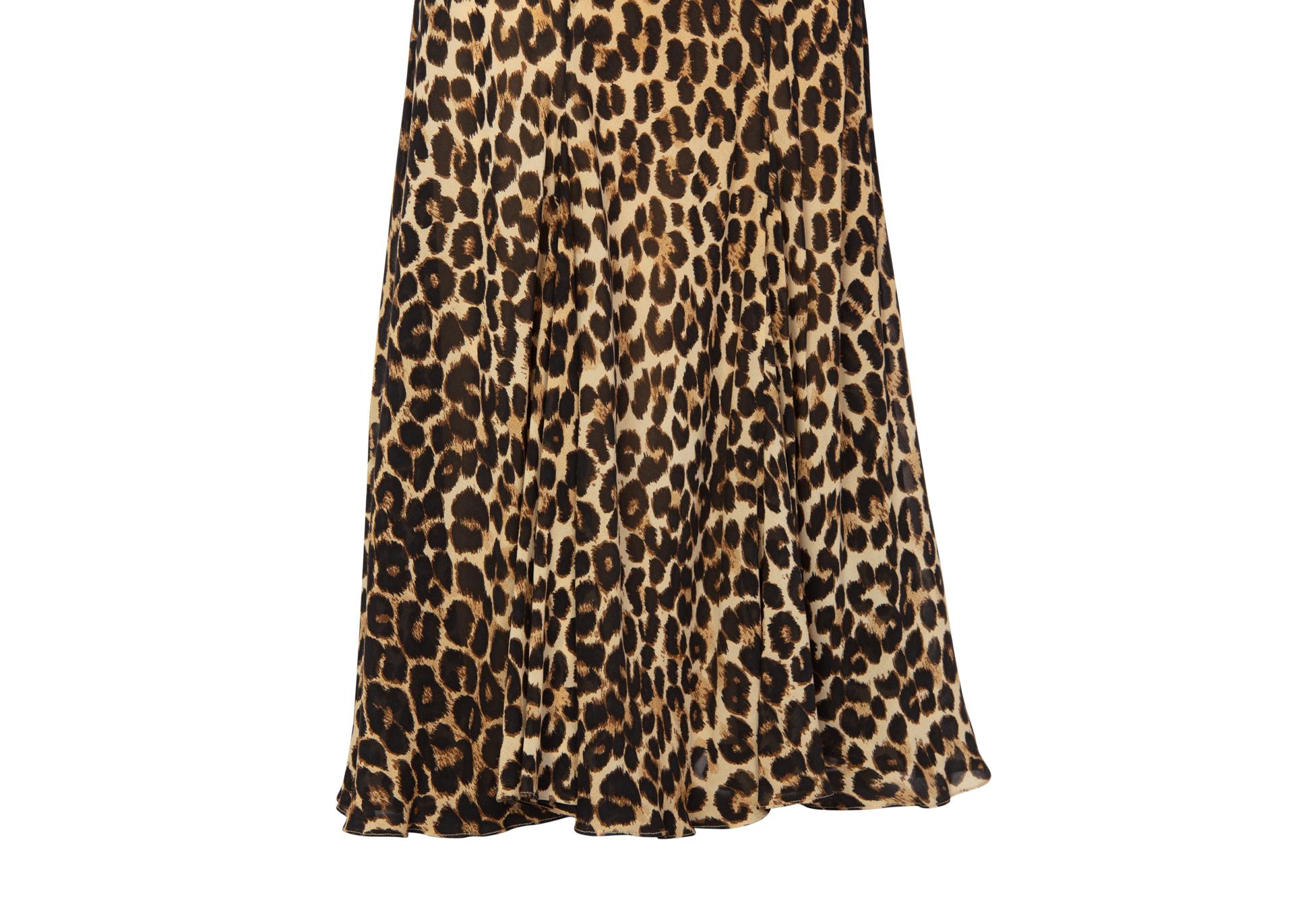 Women's John Galliano Animal Leopard Print Silk Maxi Skirt