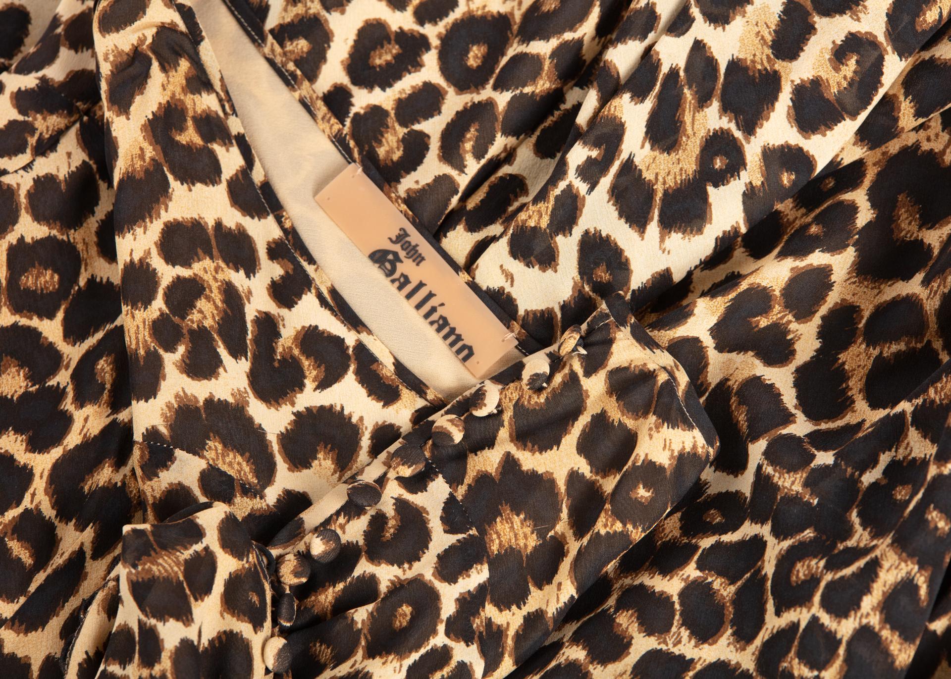 John Galliano Animal Leopard Print Silk Maxi Skirt 3