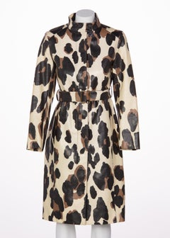 Yves Saint Laurent YSL Animal Print Belted Trench Coat