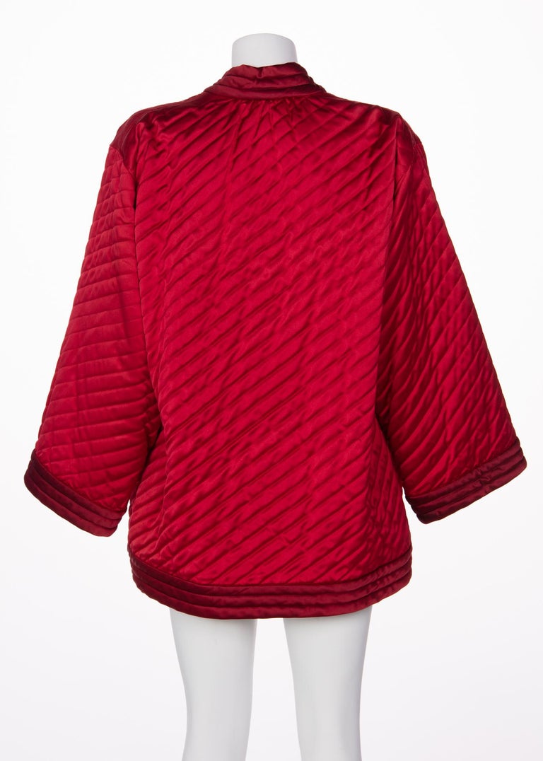 1970s Yves Saint Laurent Chinese Quilted Red Satin Jacket YSL at ...