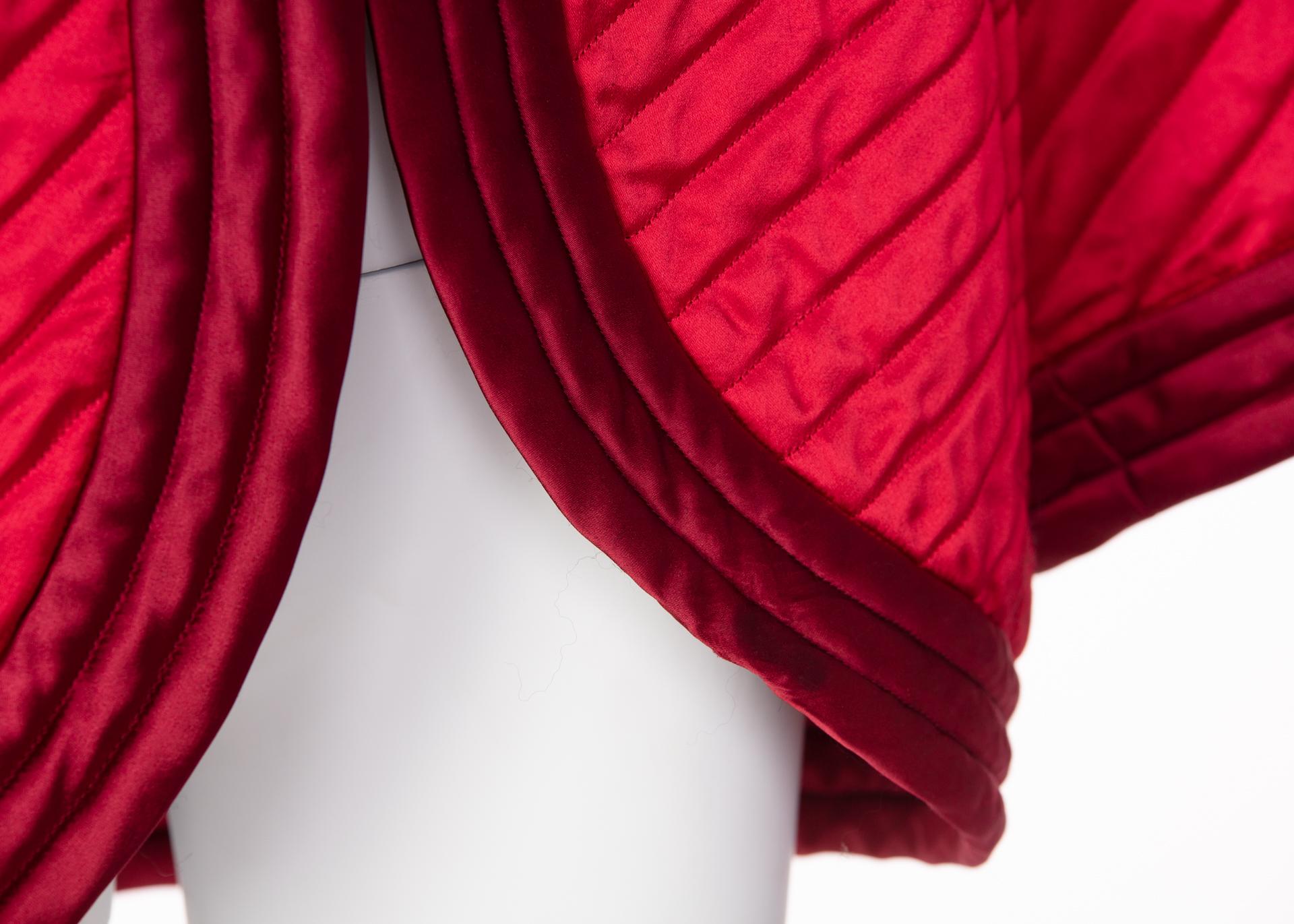 1970s Yves Saint Laurent Chinese Quilted Red Satin Jacket YSL 1