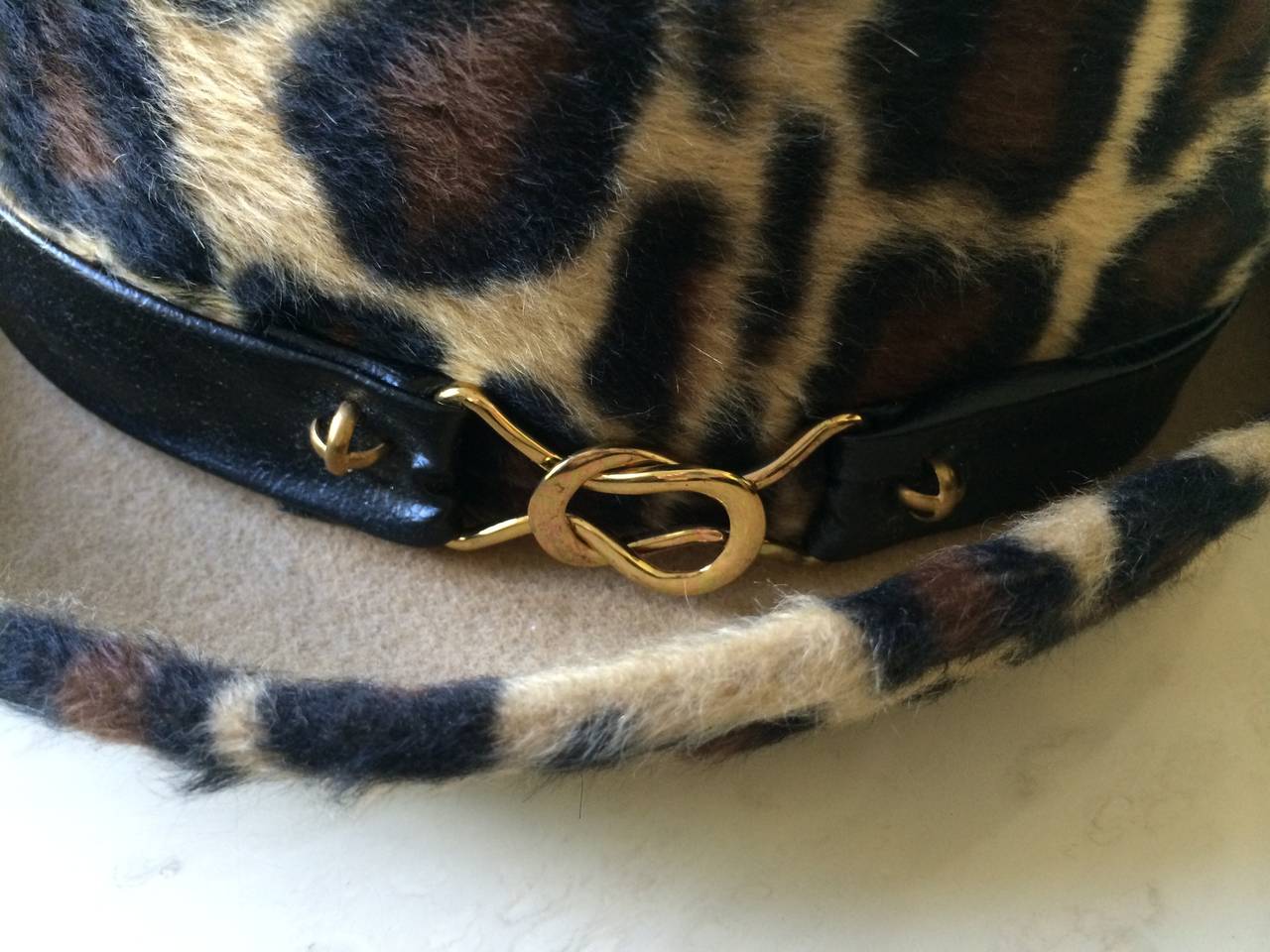 Women's 1970s Yves Saint Laurent Leopard Animal Print Hat YSL