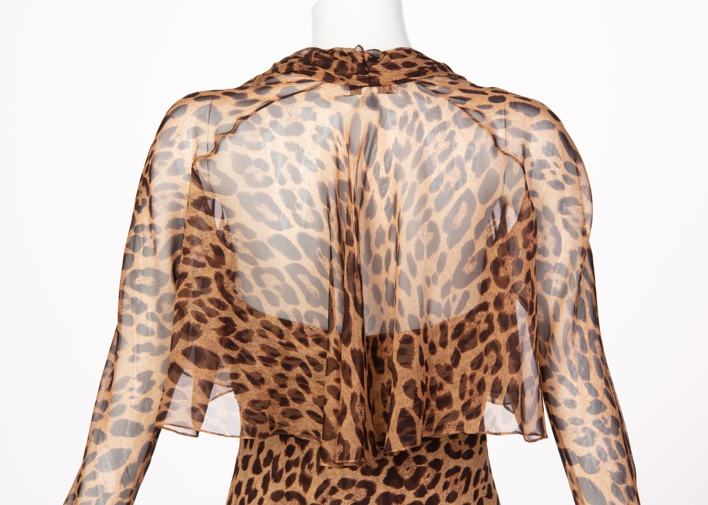 Pamella Roland Trägerloses Abendkleid aus Seide mit Leopardenmuster und Schal im Angebot 4