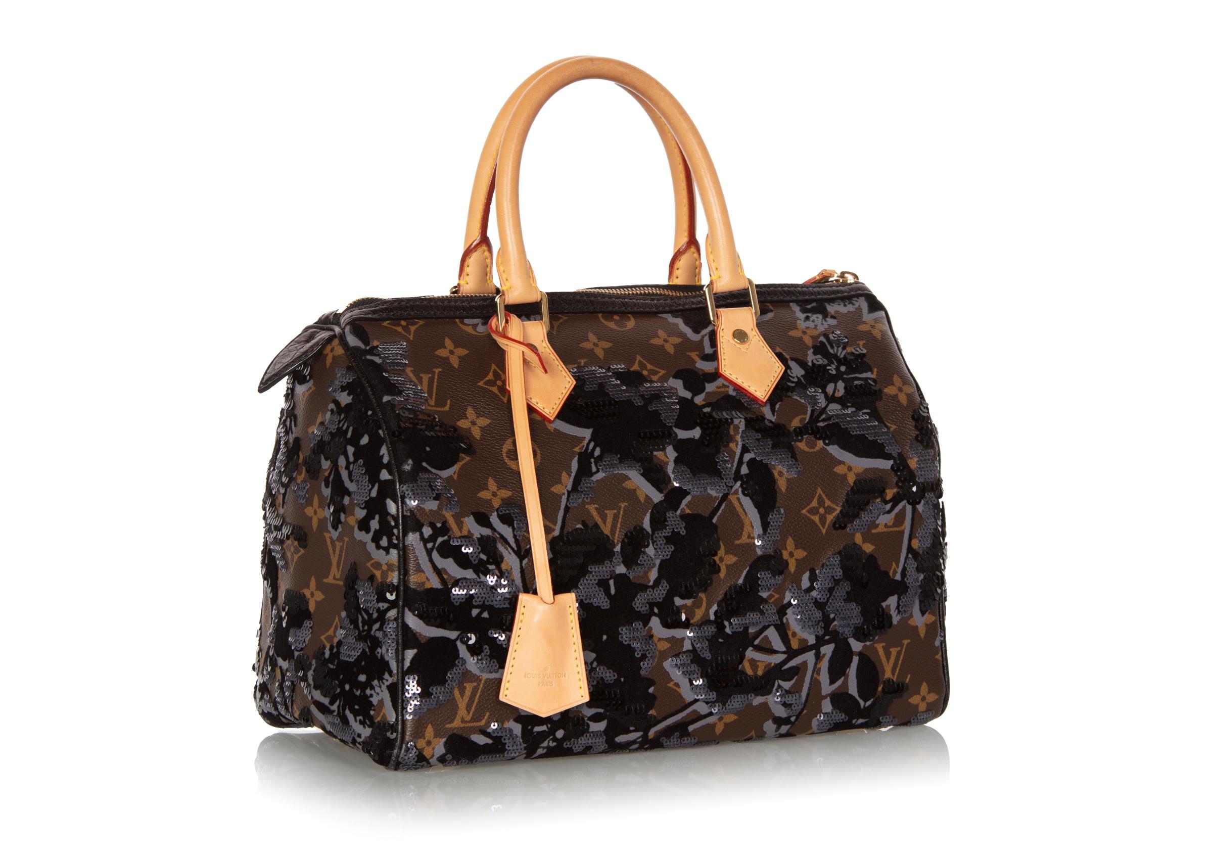 Black Louis Vuitton Limited Edition Fleur de Jais Monogram Speedy 30 Bag