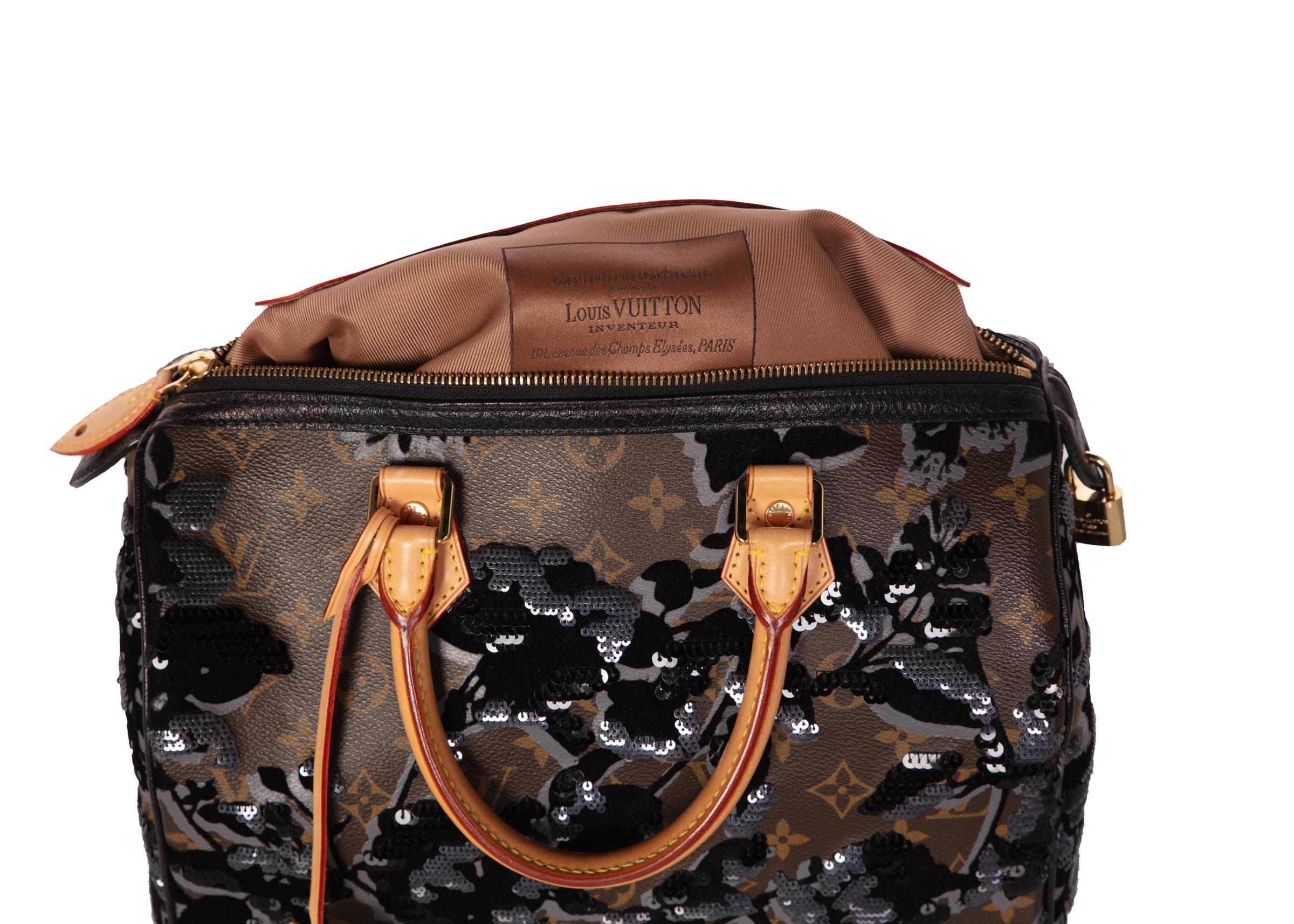 Louis Vuitton Limited Edition Fleur de Jais Monogram Speedy 30 Bag In Excellent Condition In Boca Raton, FL