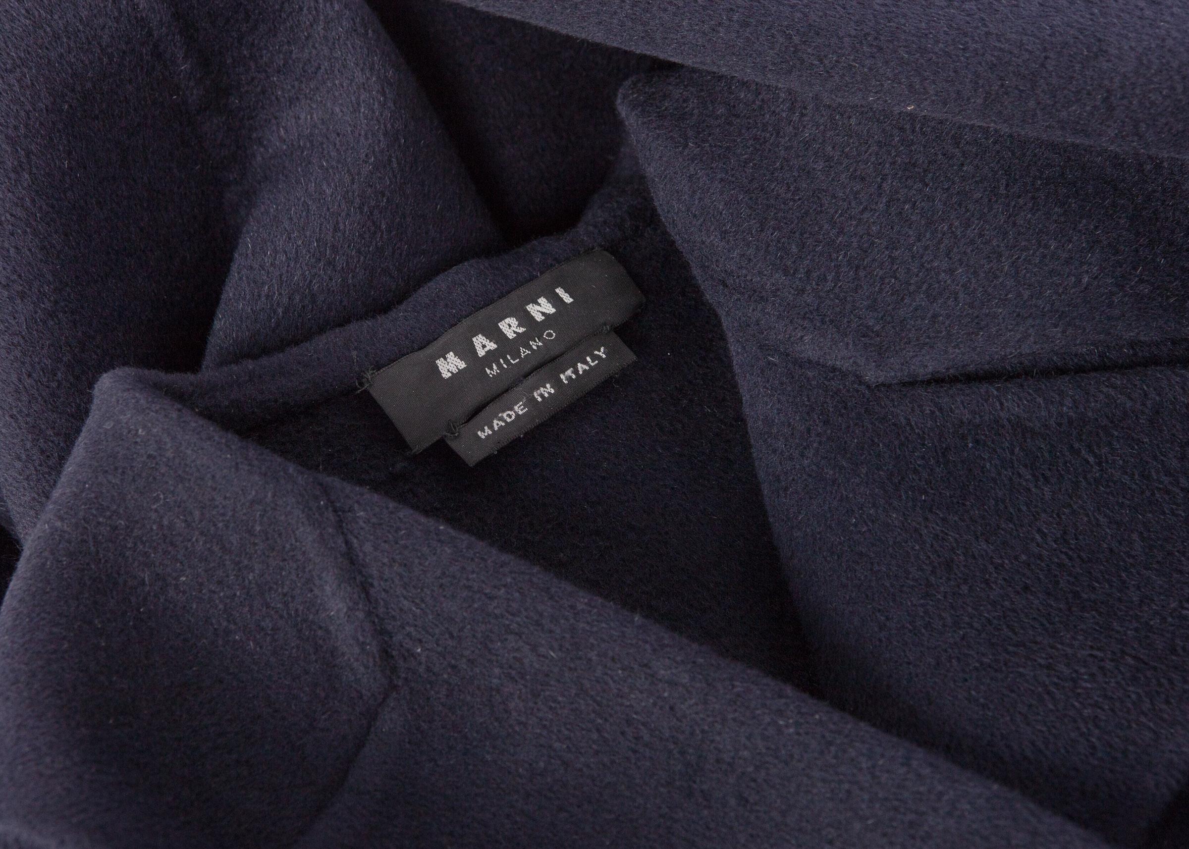 Marni Midnight Blue Wool Cashmere Angora Coat In Excellent Condition In Boca Raton, FL