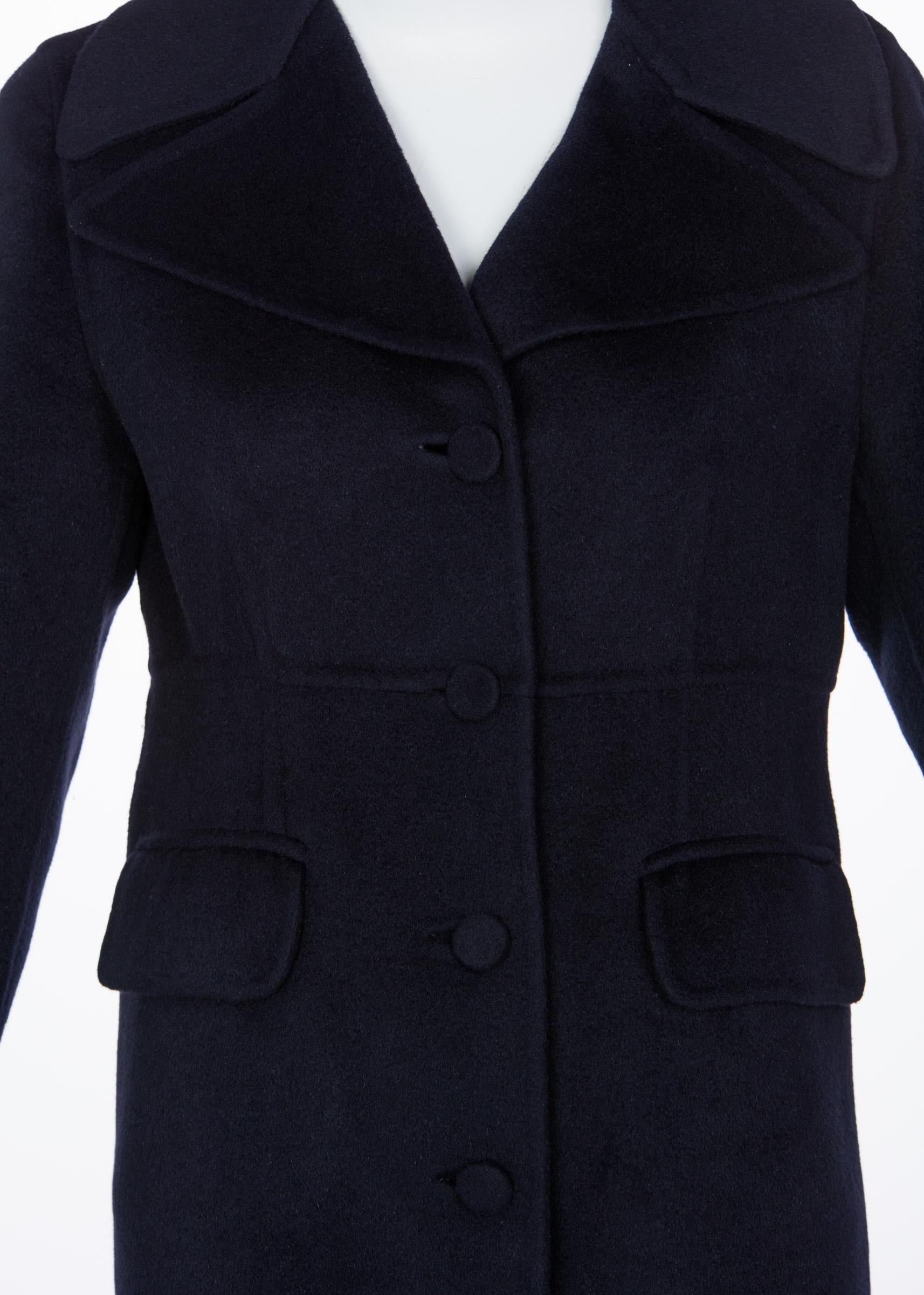 Marni Midnight Blue Wool Cashmere Angora Coat 2