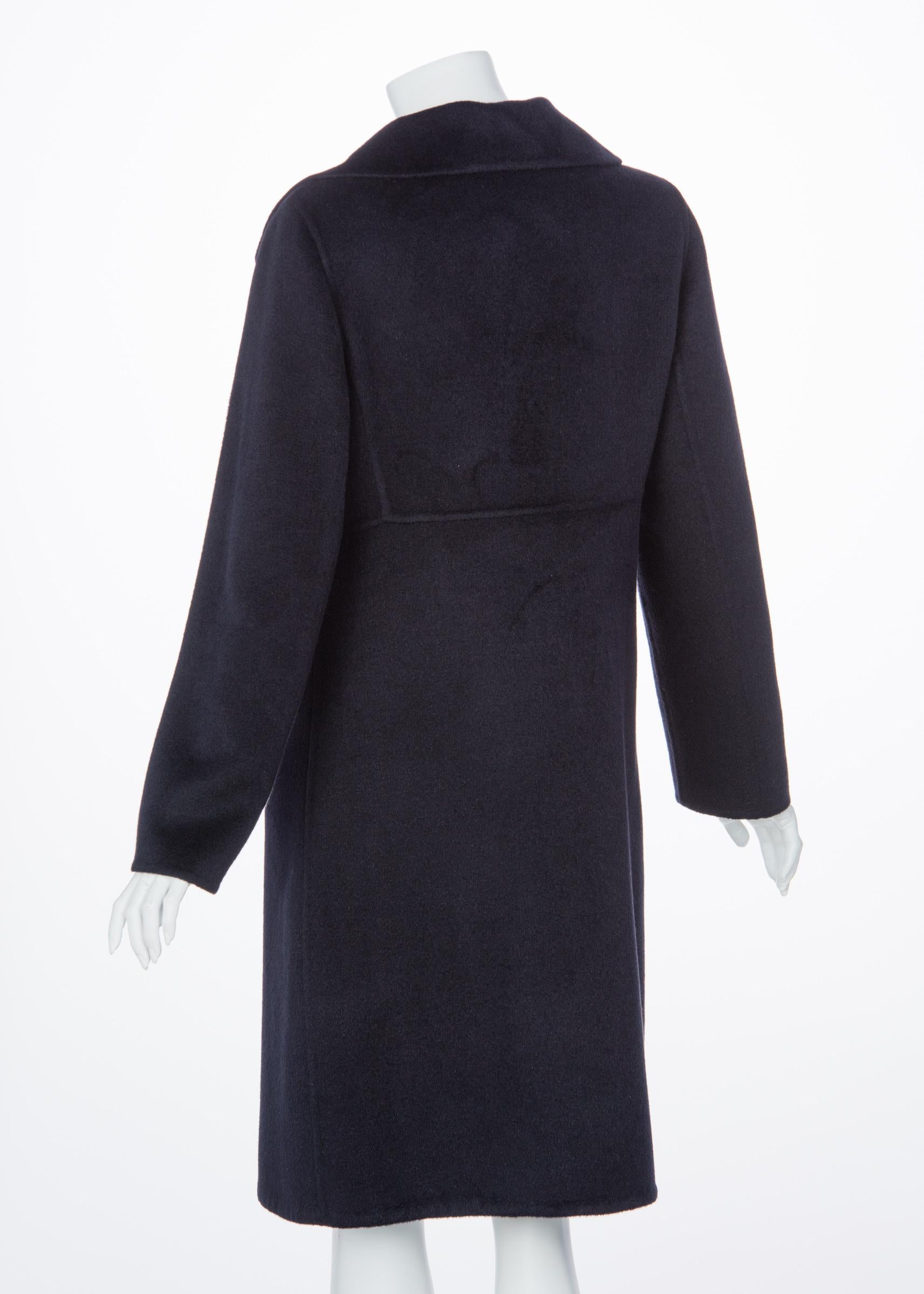 Black Marni Midnight Blue Wool Cashmere Angora Coat