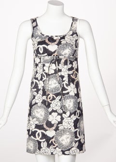 Chanel Lion Camellia Logo Sleeveless Mini Shift Dress