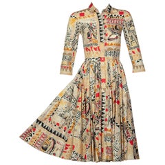 Vestido de algodón con estampado de postal de la Pasarela Prada, Primavera 2004