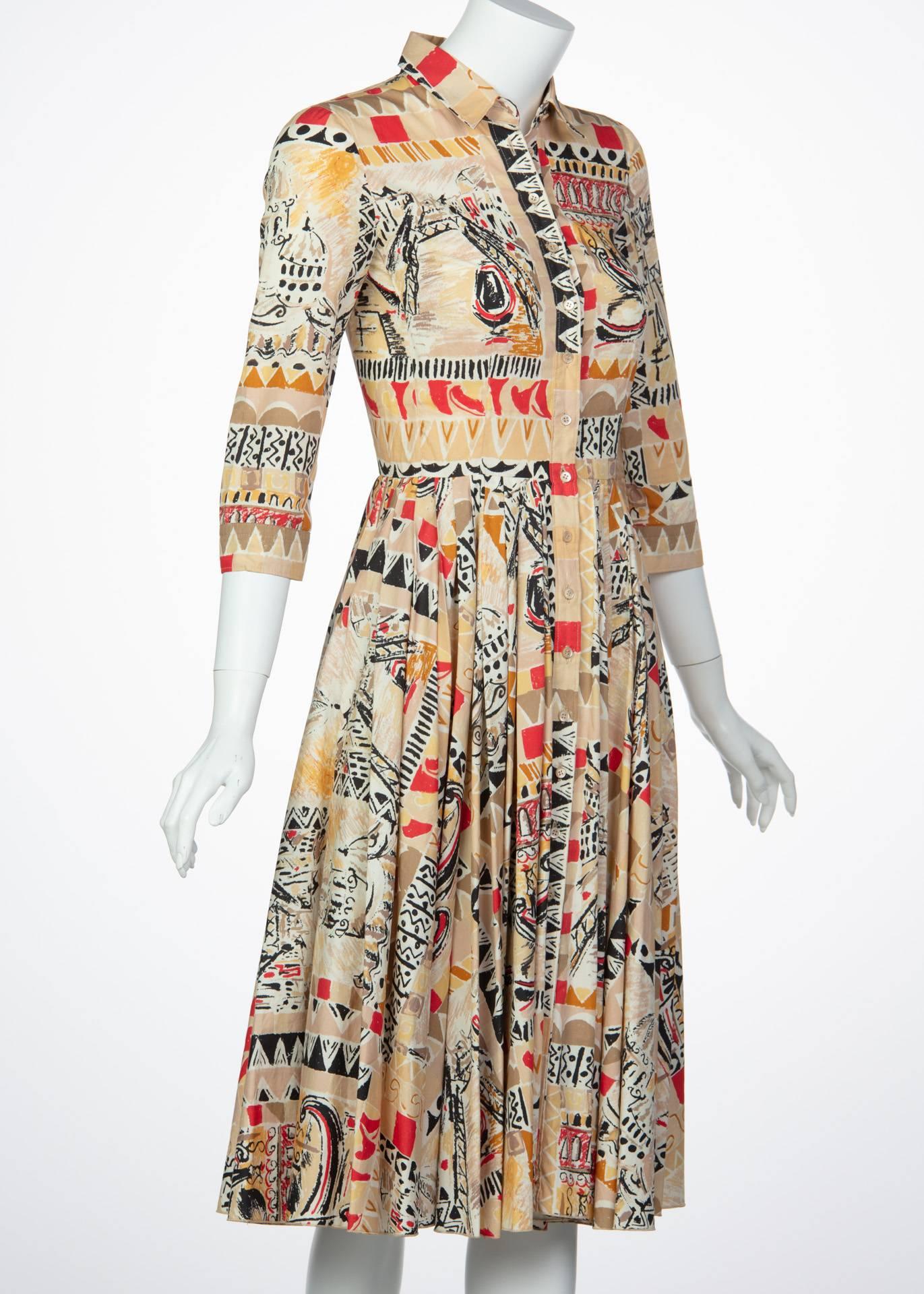 Prada Runway Postcard Print Cotton Dress, Spring 2004 For Sale at ...