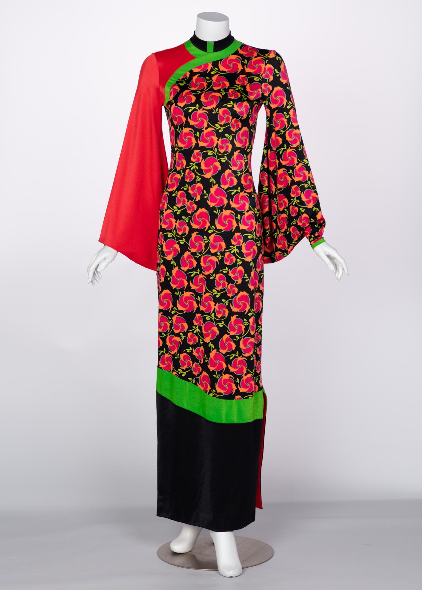 color block floral dress