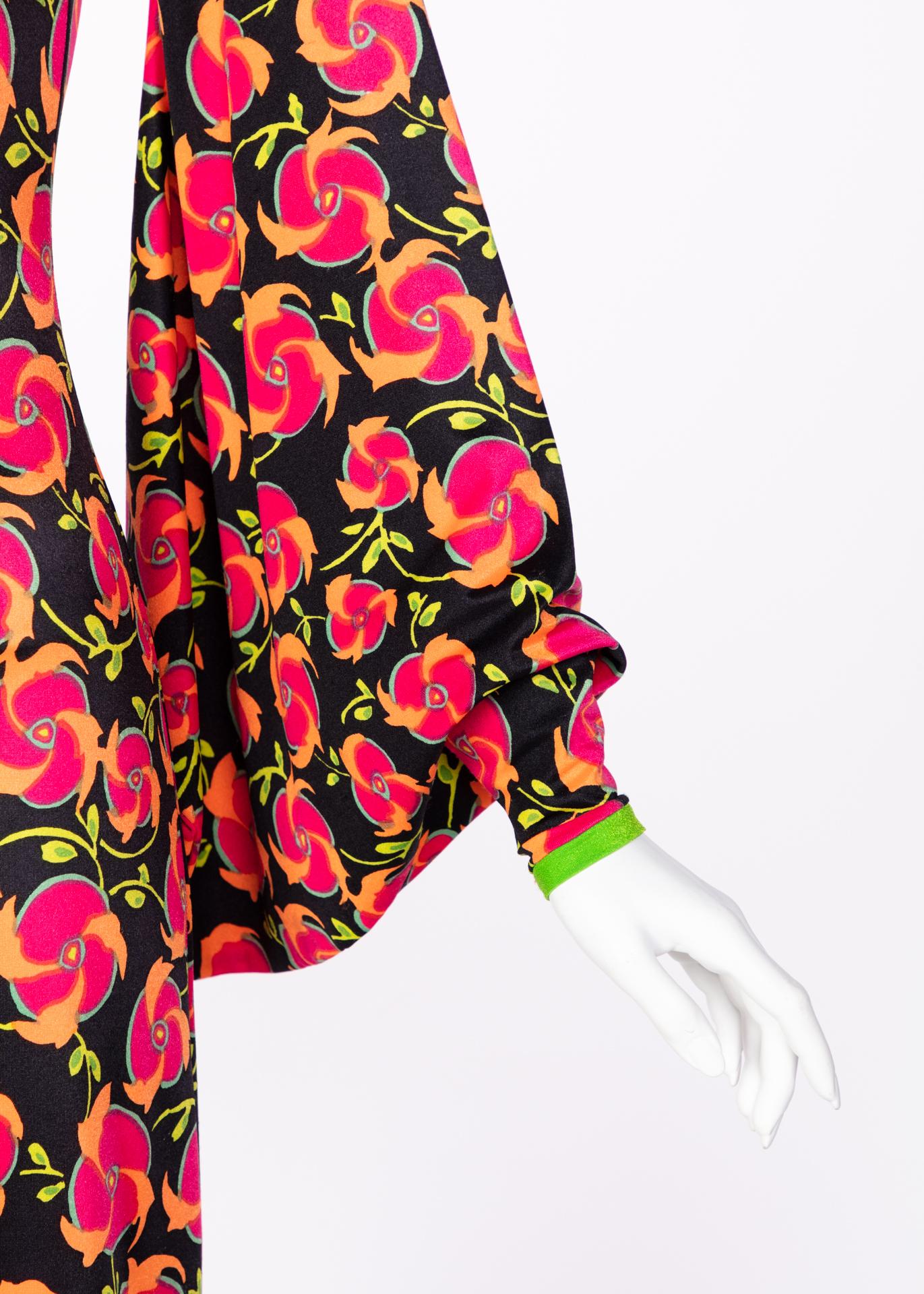 Giorgio di Sant'Angelo Floral Color Block Cut-Out Back Maxi Dress, 1970s  3