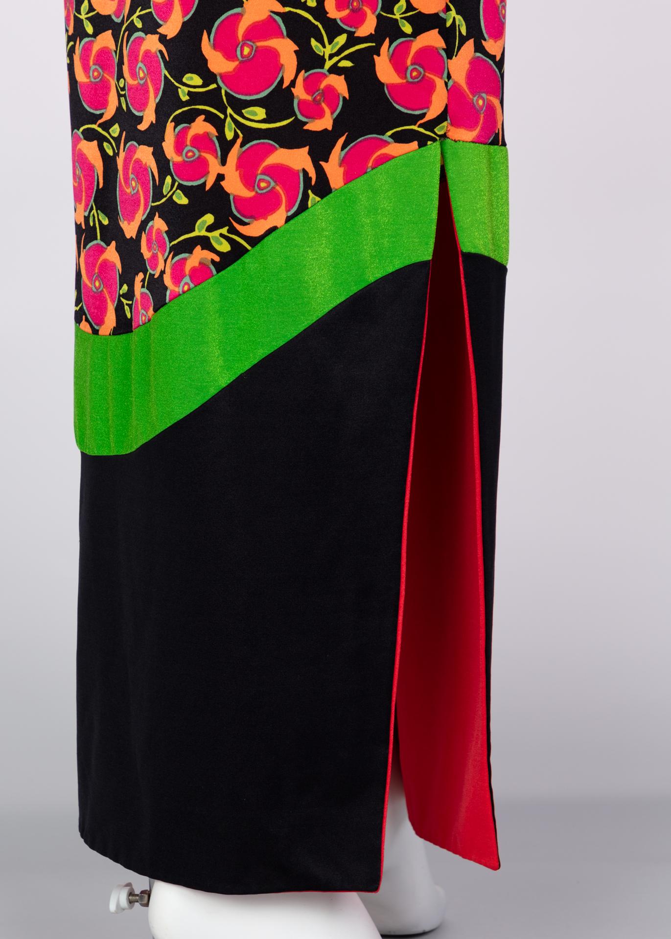 Giorgio di Sant'Angelo Floral Color Block Cut-Out Back Maxi Dress, 1970s  4