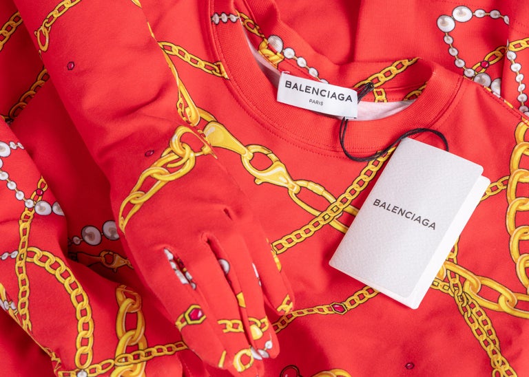 Balenciaga Red Chain Print Shirt and Gloves at 1stDibs | balenciaga ...