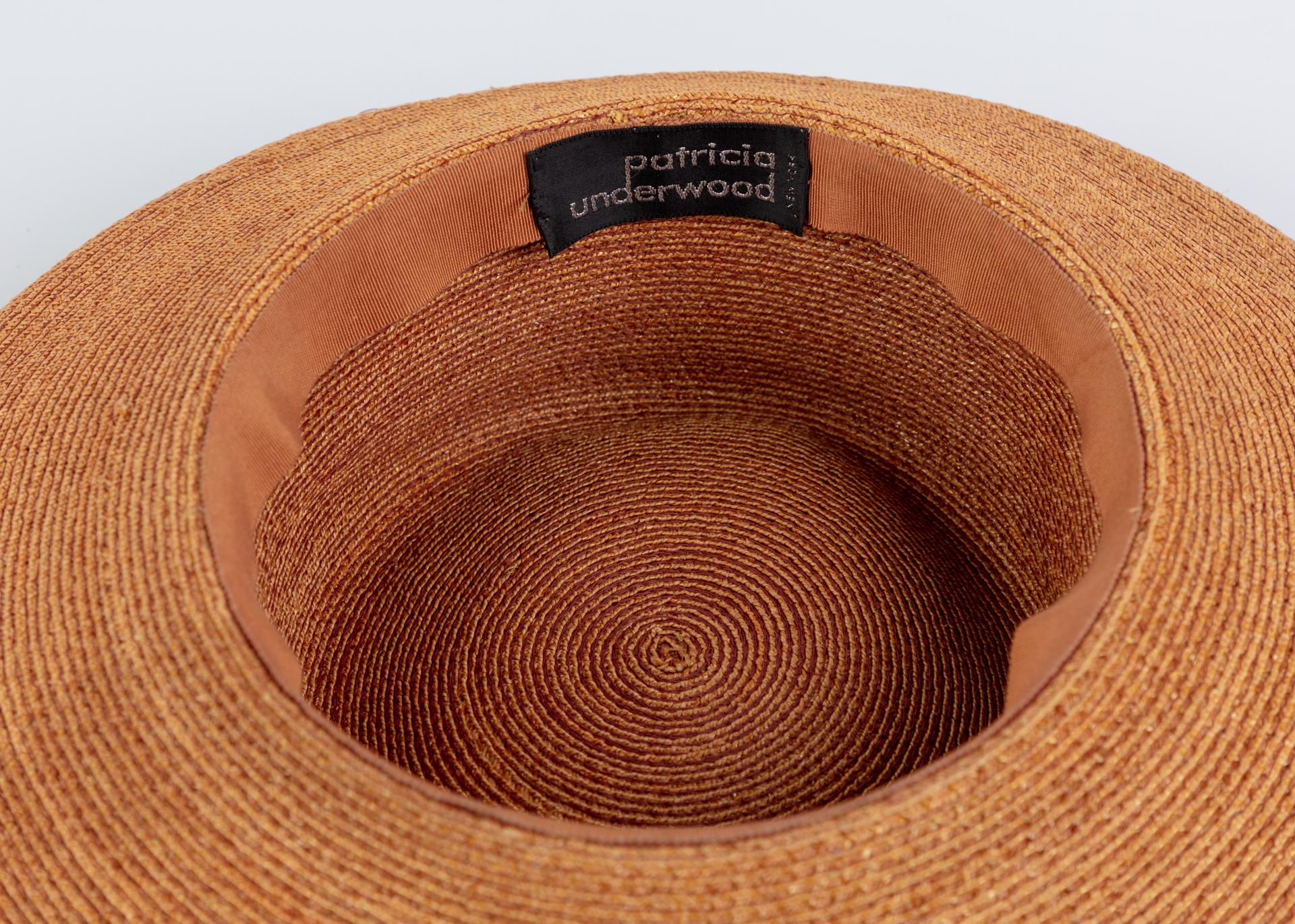Patricia Underwood Golden Brown Straw Hat, 1990s 1