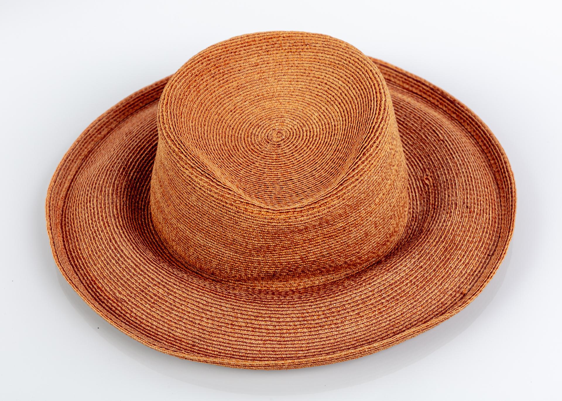 Women's or Men's Patricia Underwood Golden Brown Straw Hat, 1990s