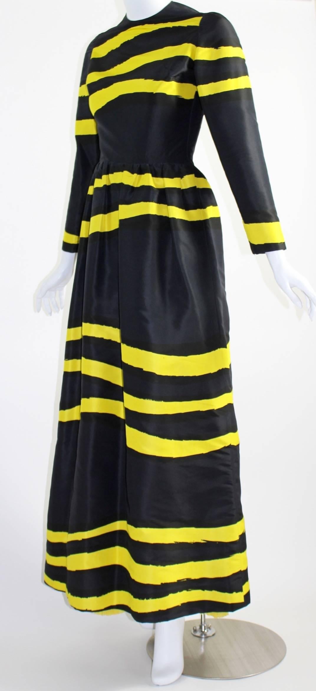 Black Vintage Christian Dior Haute Couture 1971 Silk Taffeta Dress No155429 Documented
