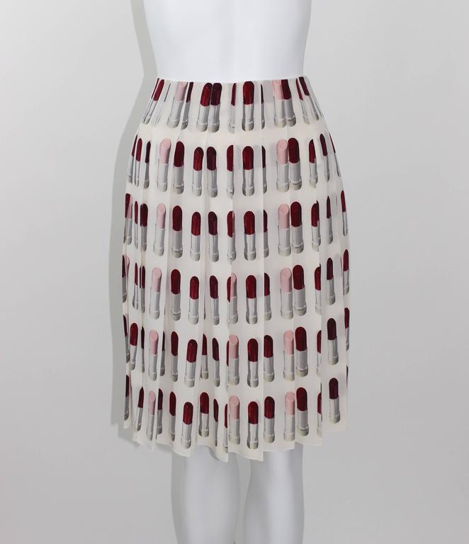 Prada Runway Lipstick Print Skirt Rare and Collectable at 1stDibs