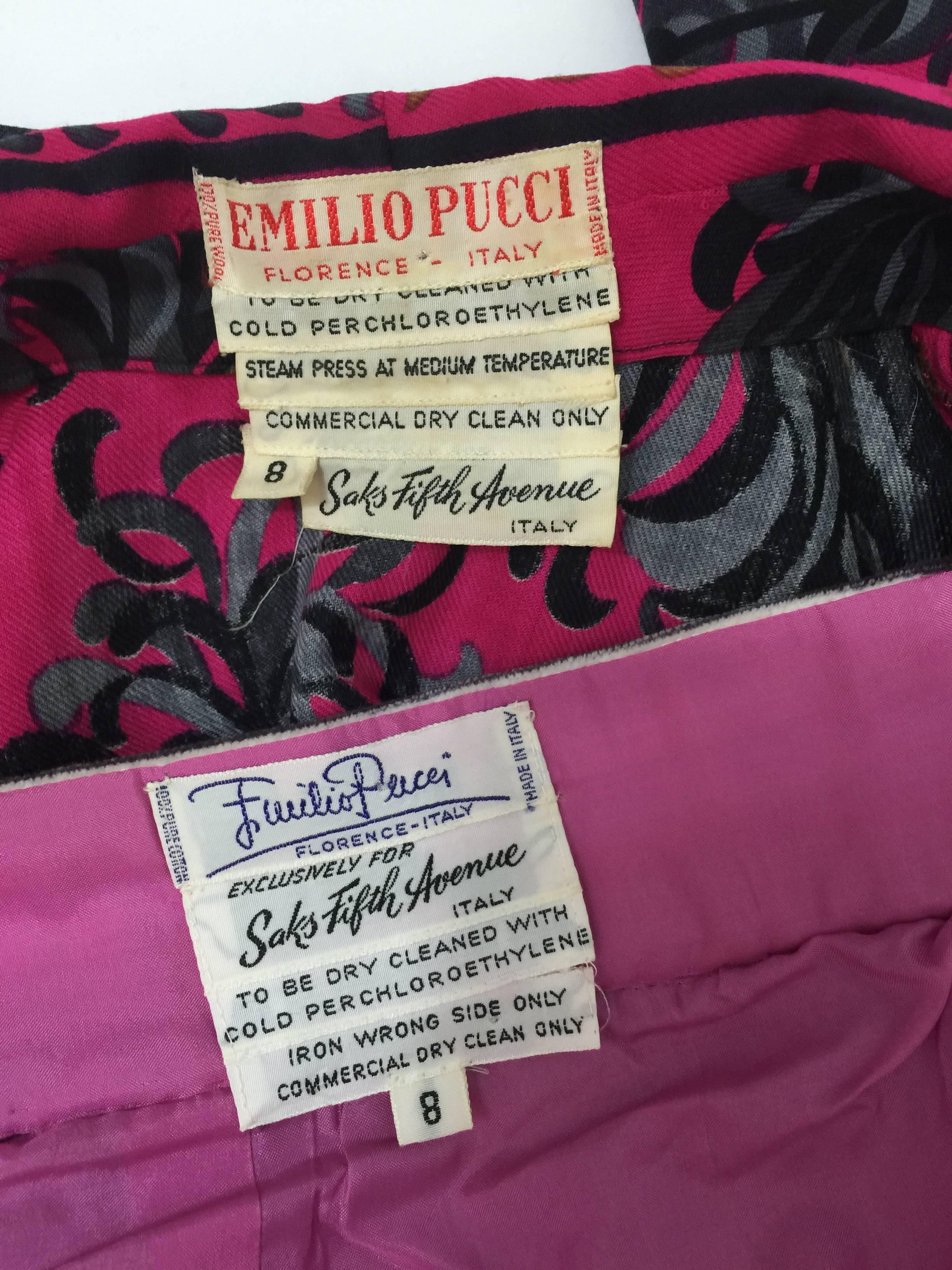 Pucci Wool Printed Blouse & Maxi Velvet Skirt Set Rare, 1970s  For Sale 4