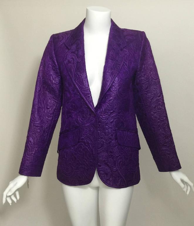 Vintage Saint Laurent Royal Purple Matelassé Jacket at 1stDibs