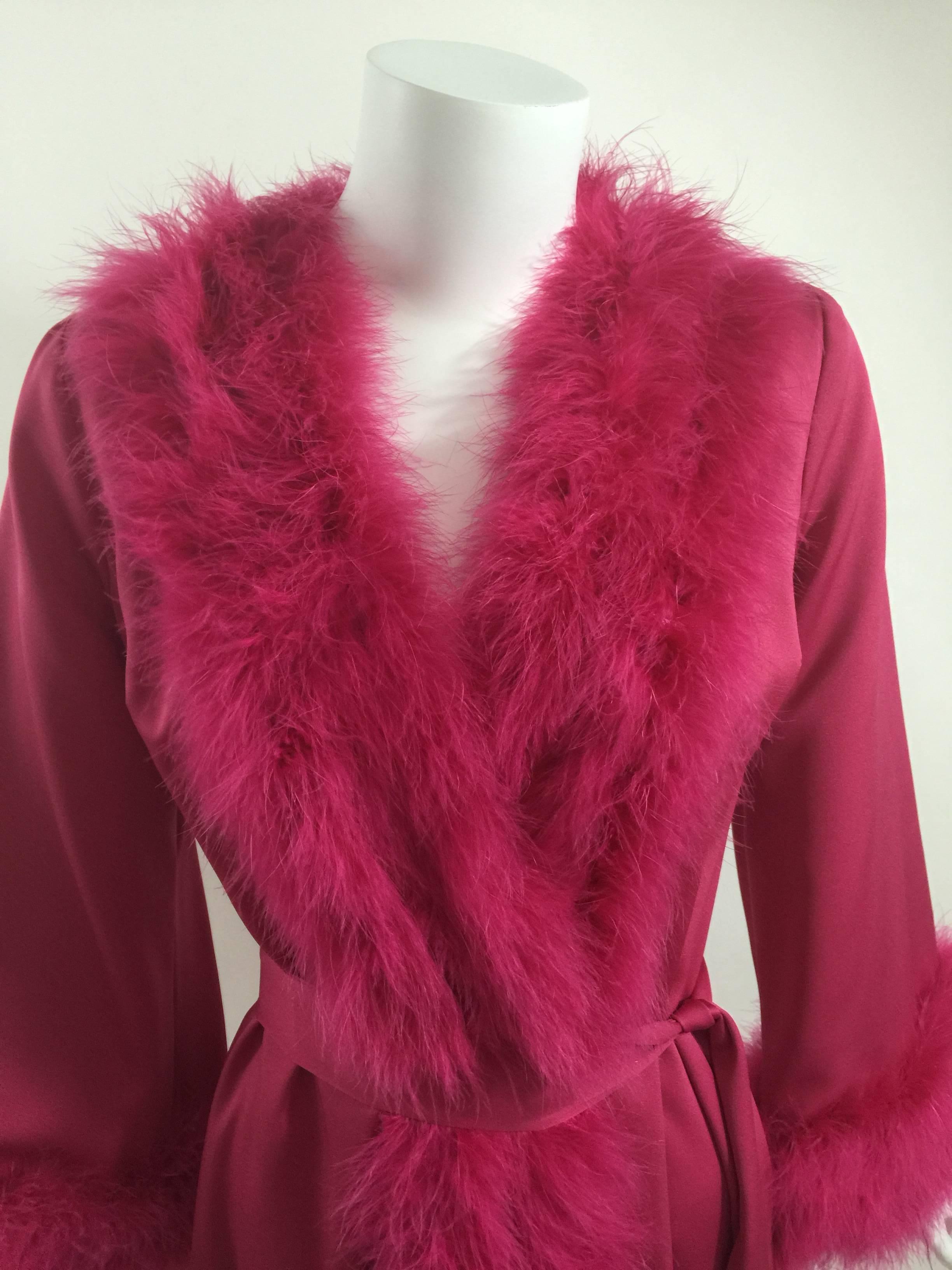 A Magnificent Magenta Marabou Feather Trimmed Caftan & Robe Vintage 1