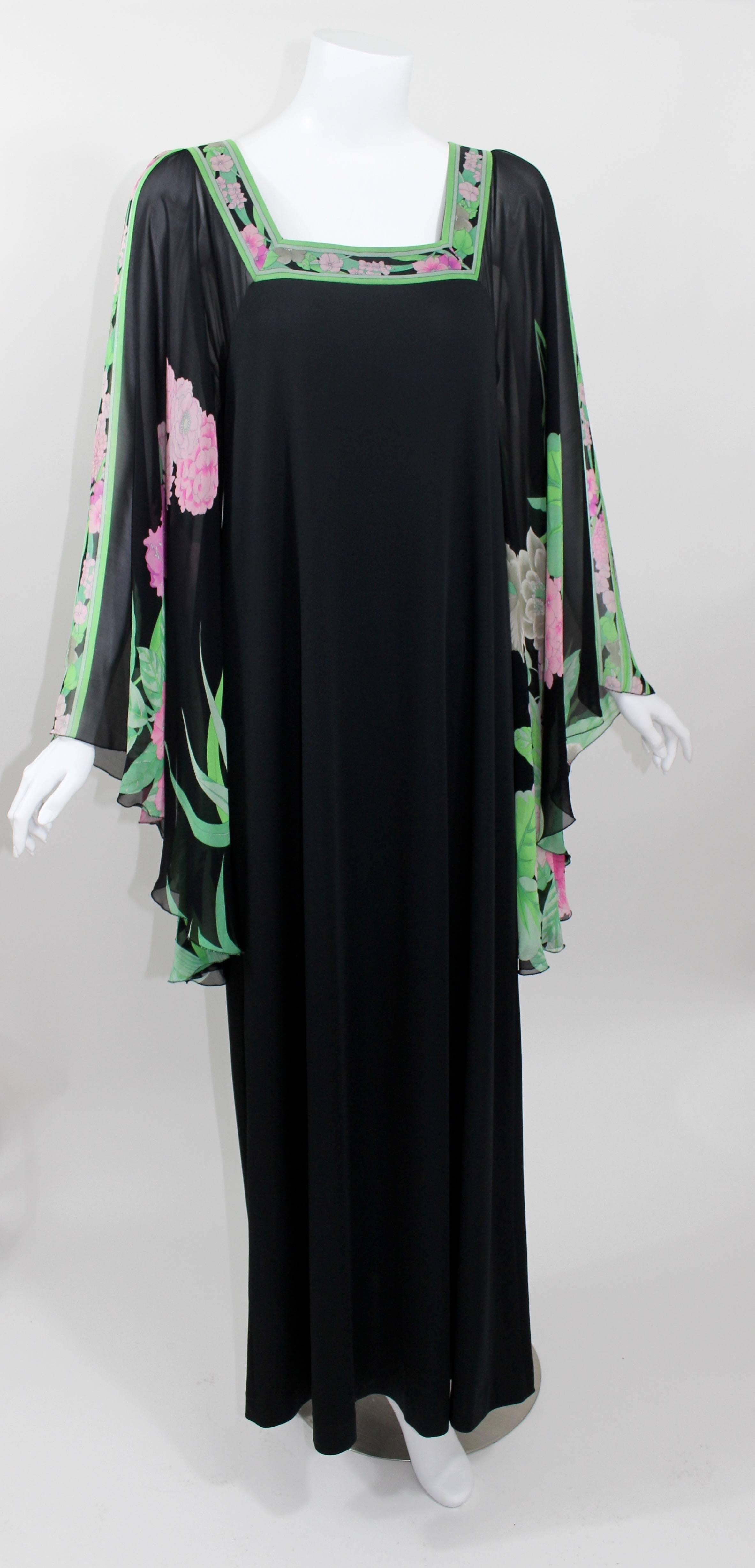 Vintage Leonard Paris Caftan Dress 1970's In Excellent Condition In Boca Raton, FL