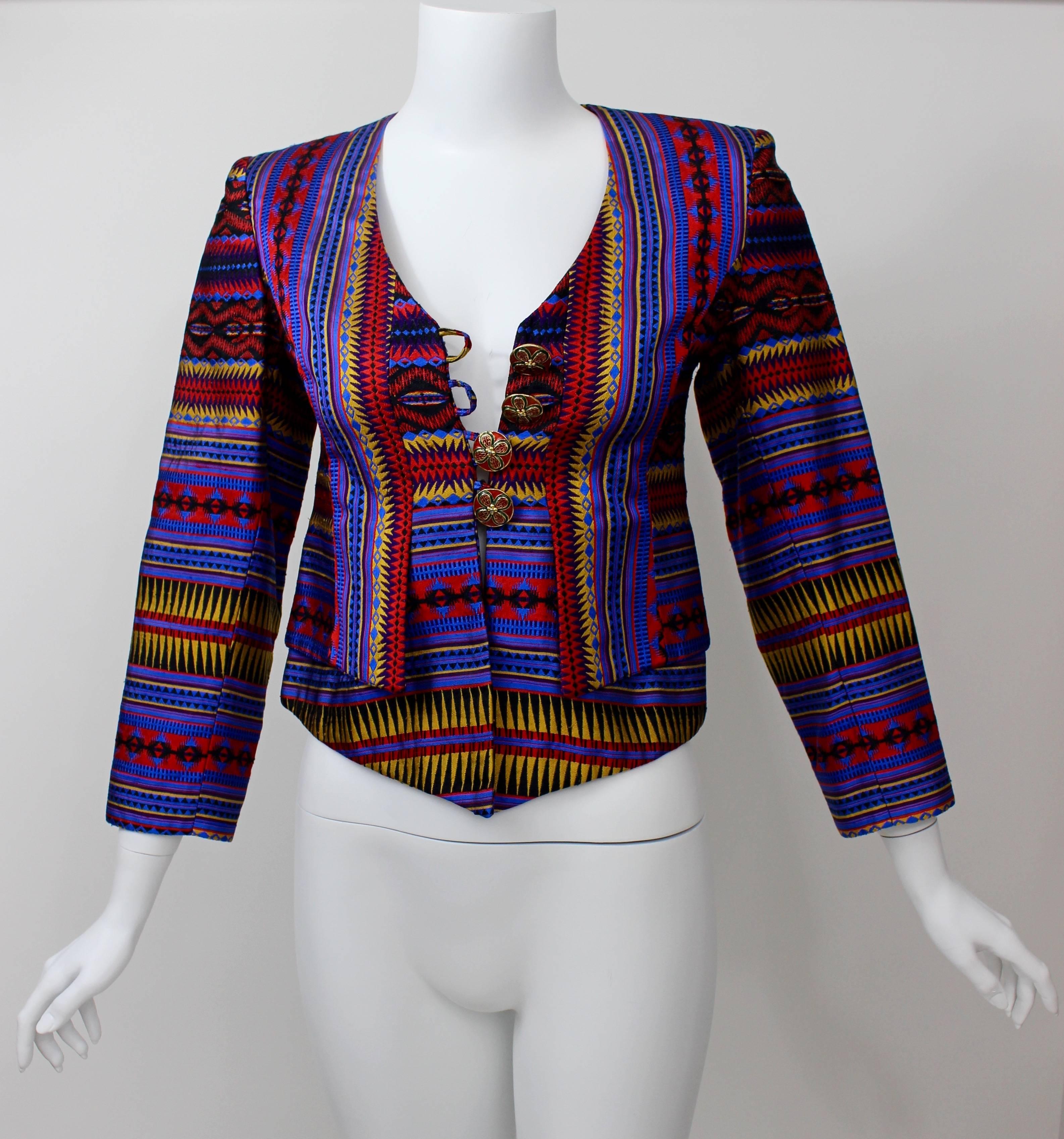 Christian Lacroix Colorful Jacket w/ Enamel Buttons For Sale at 1stDibs