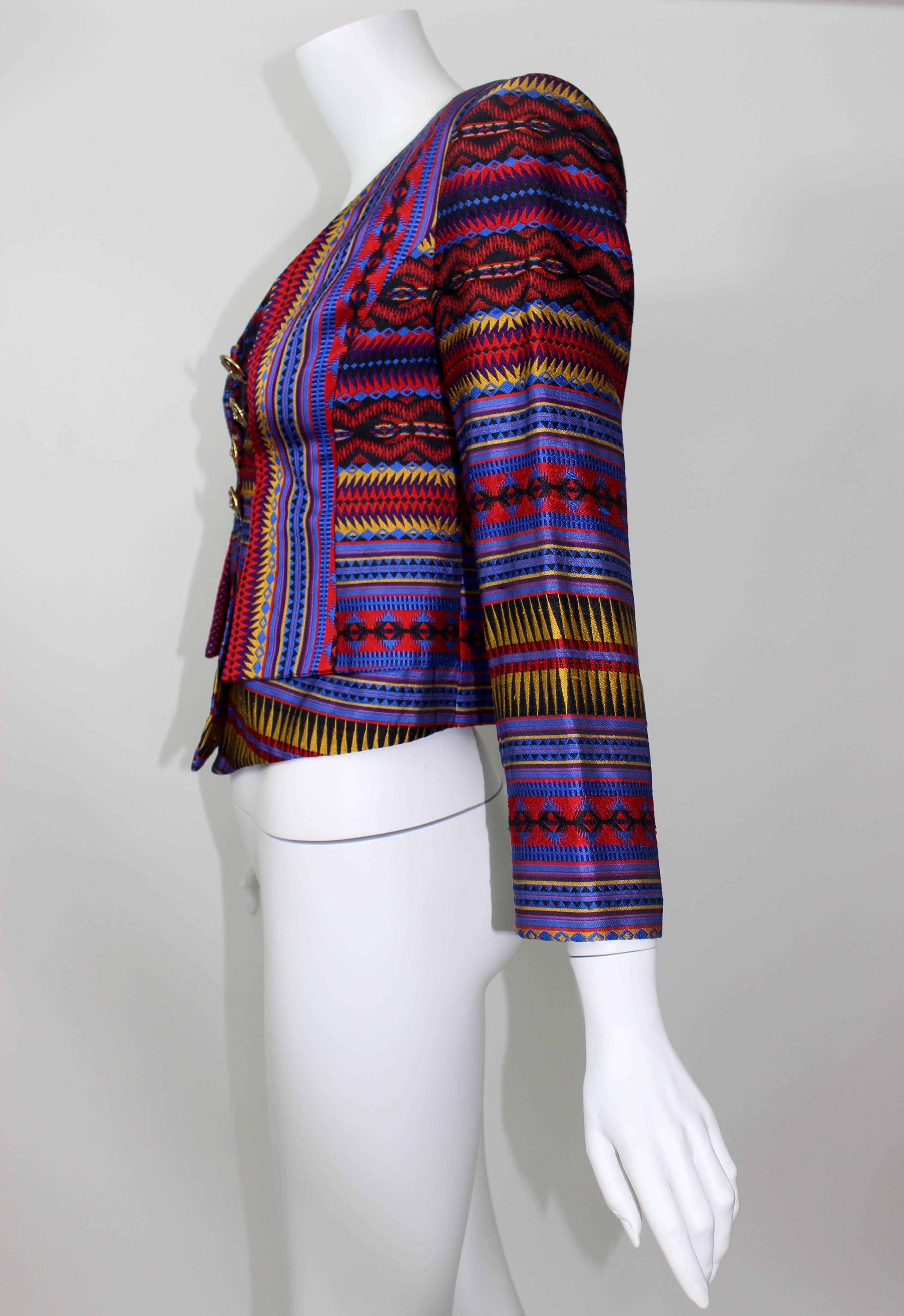 Christian Lacroix Colorful Jacket w/ Enamel Buttons For Sale 2