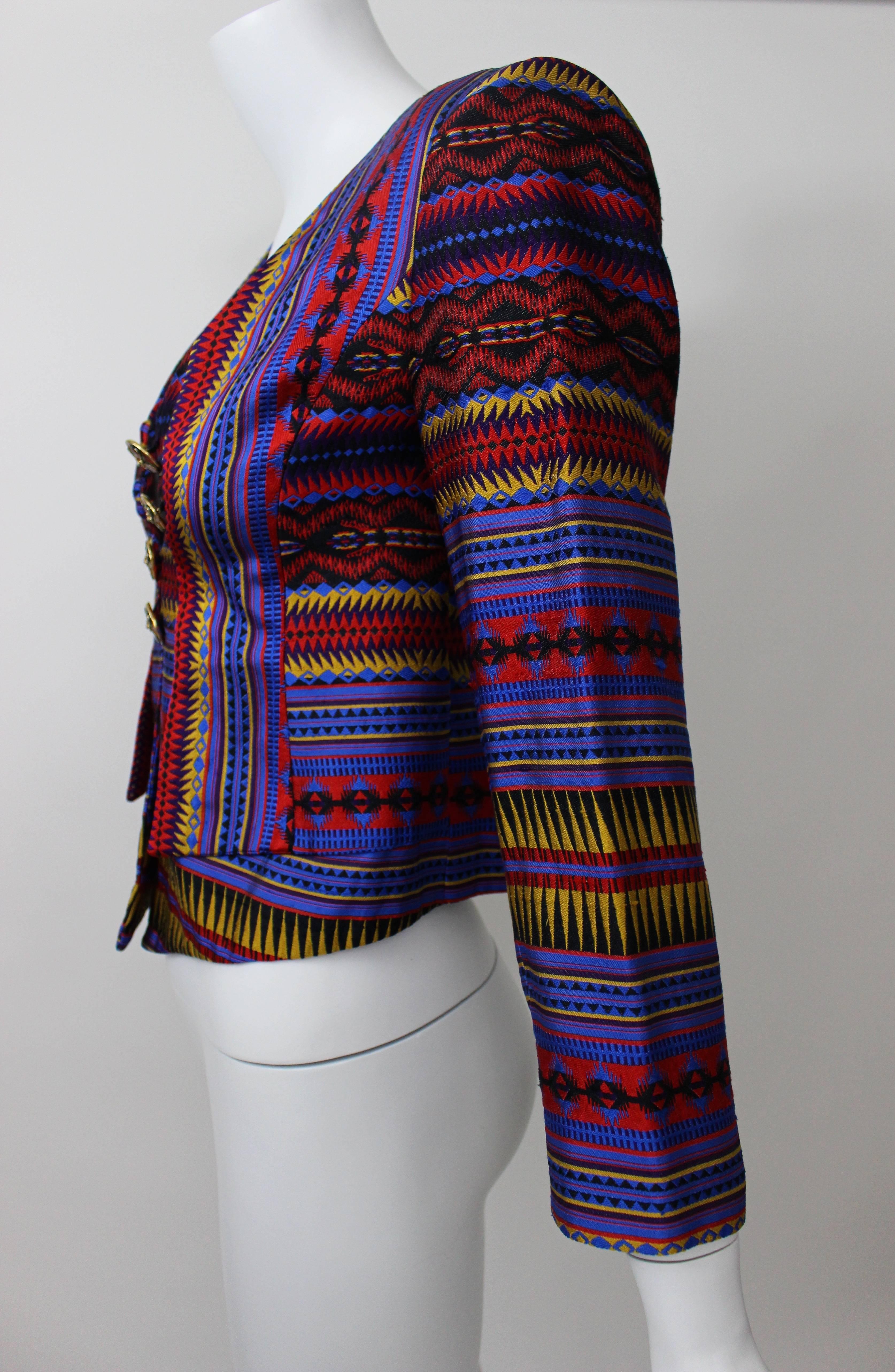 Christian Lacroix Colorful Jacket w/ Enamel Buttons For Sale 1