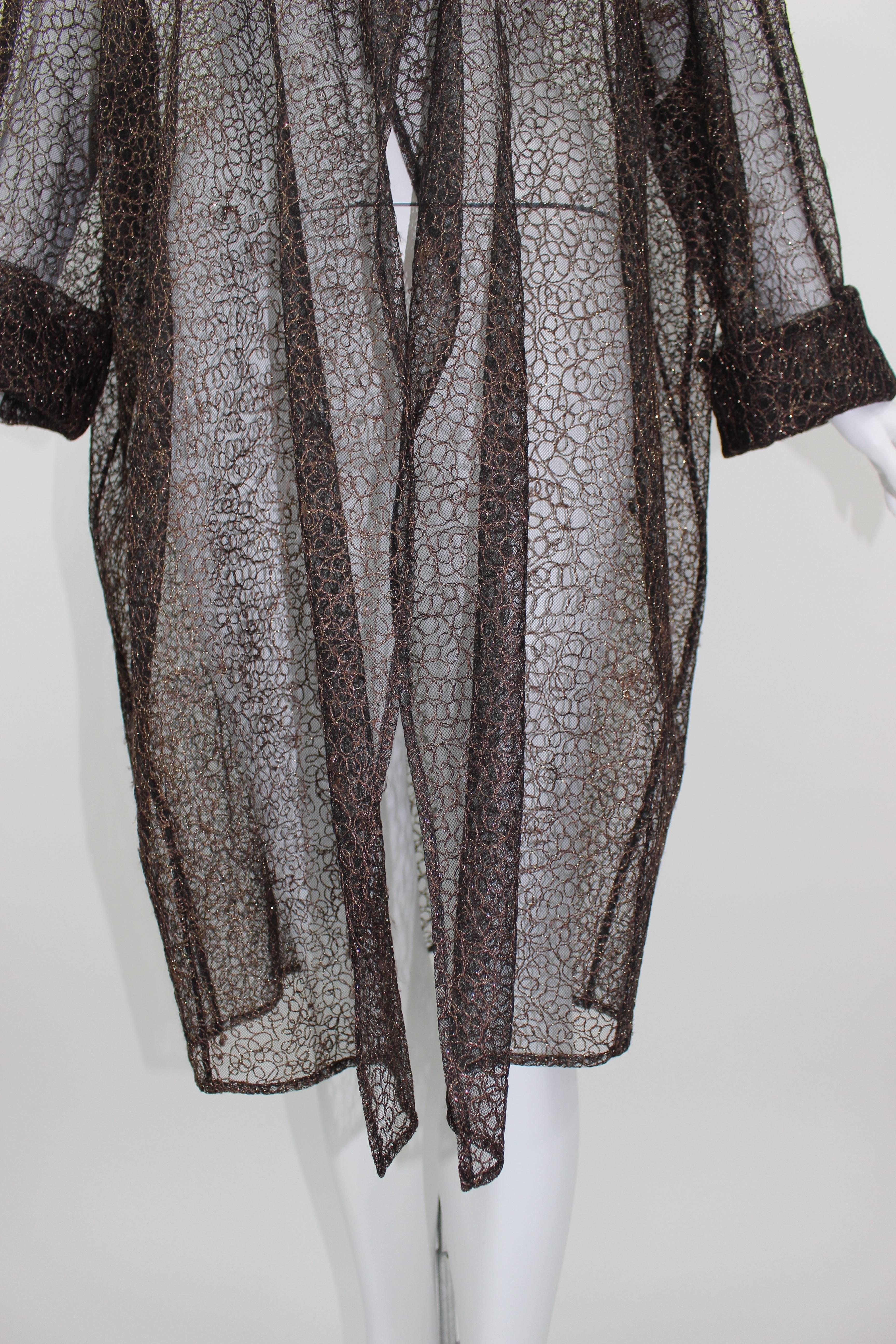 Women's Christian Lacroix Sheer Copper Metallic Lace Jacket/ Duster