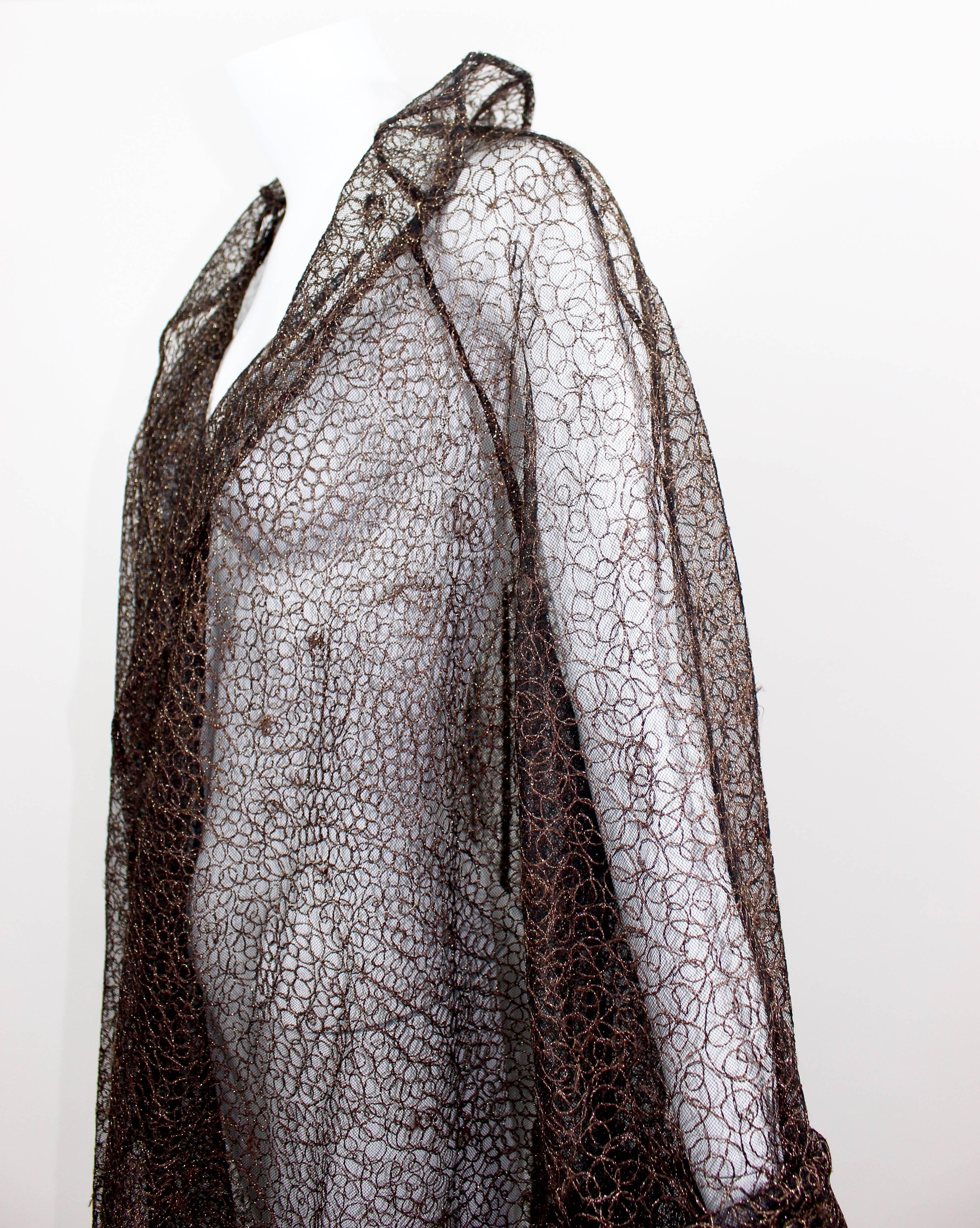 Christian Lacroix Sheer Copper Metallic Lace Jacket/ Duster In Good Condition In Boca Raton, FL