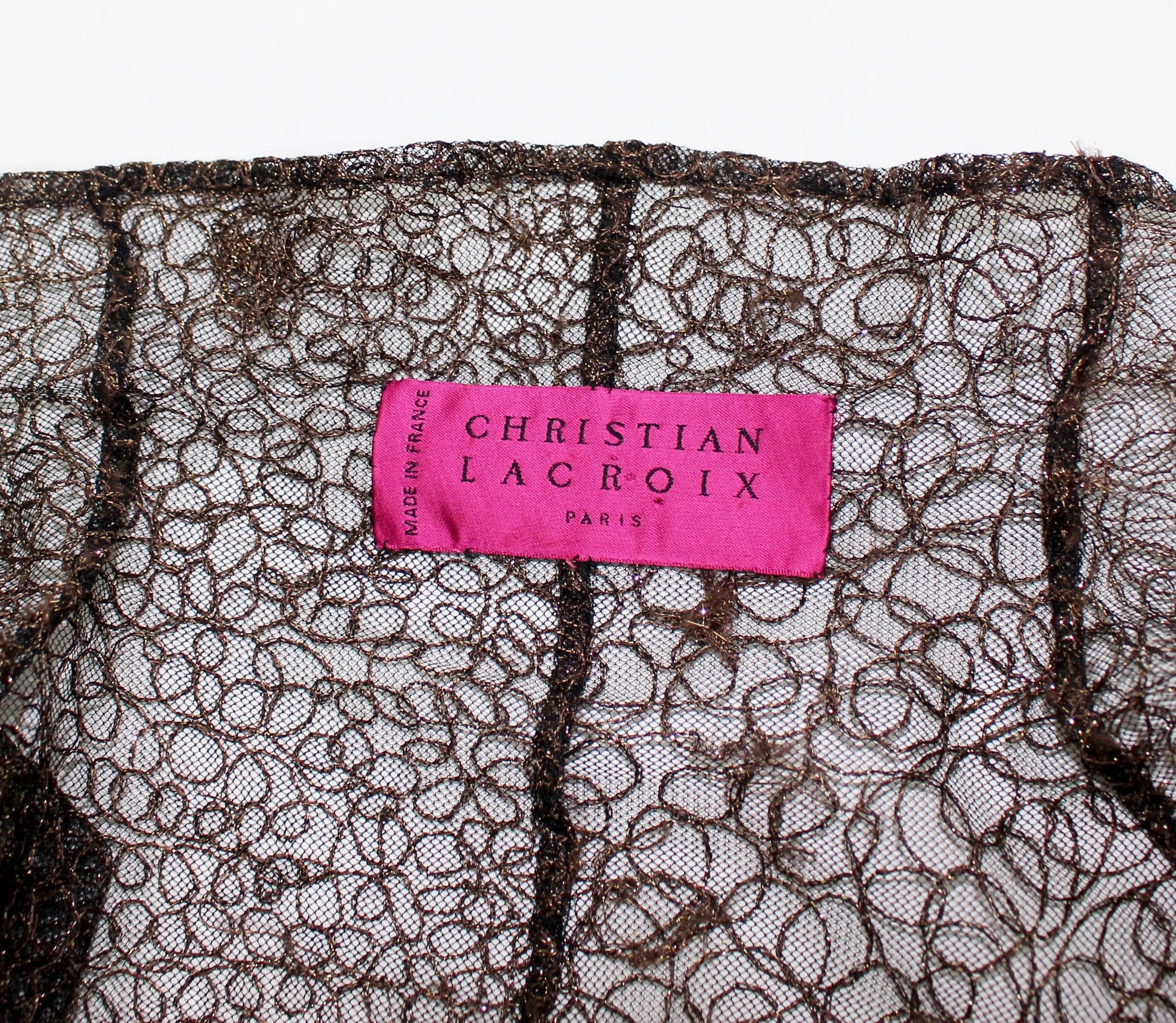 Christian Lacroix Sheer Copper Metallic Lace Jacket/ Duster 1