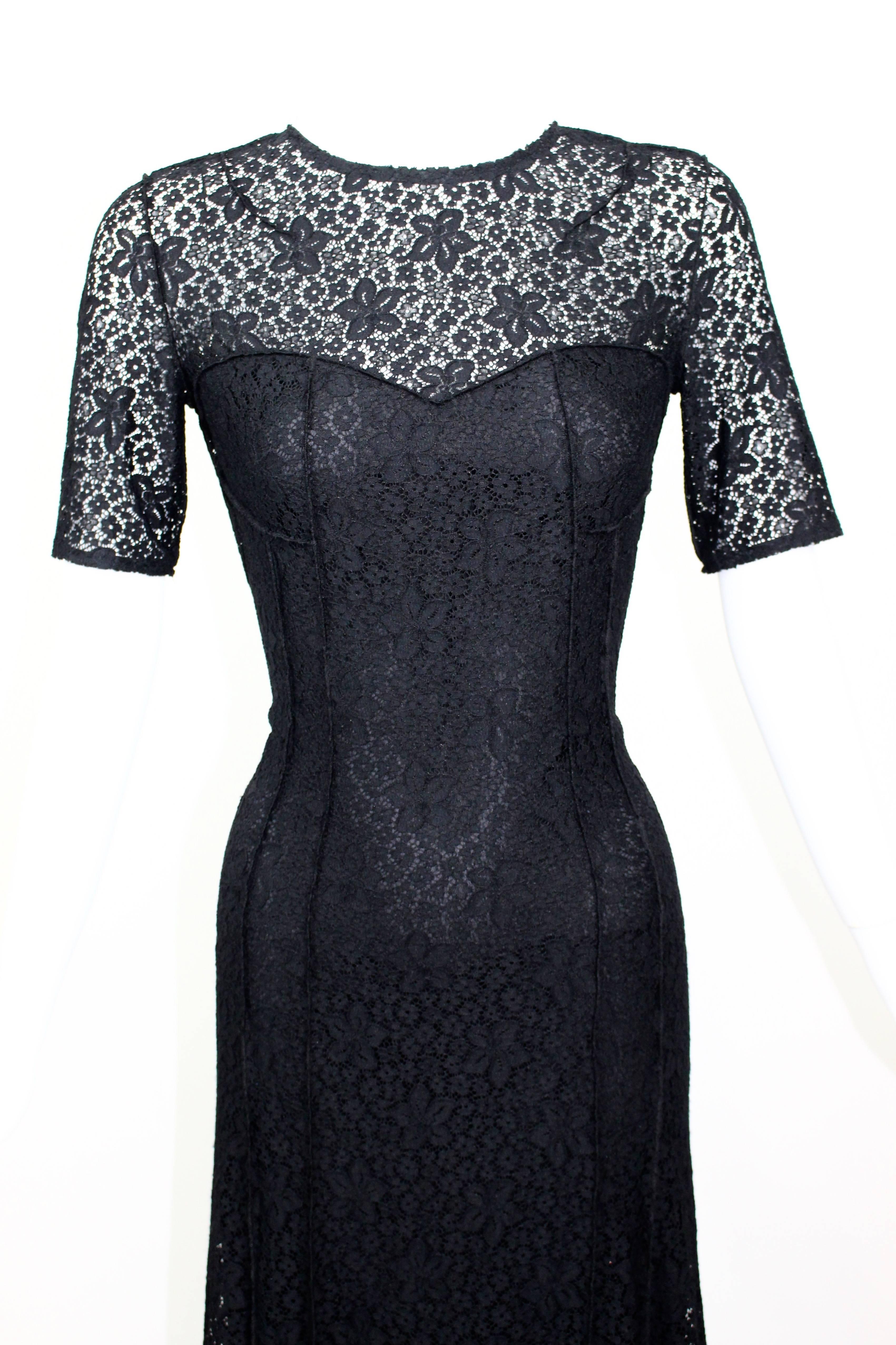 Nina Ricci Black Lace Ruffles Fishtail Evening Gown, 2013   1