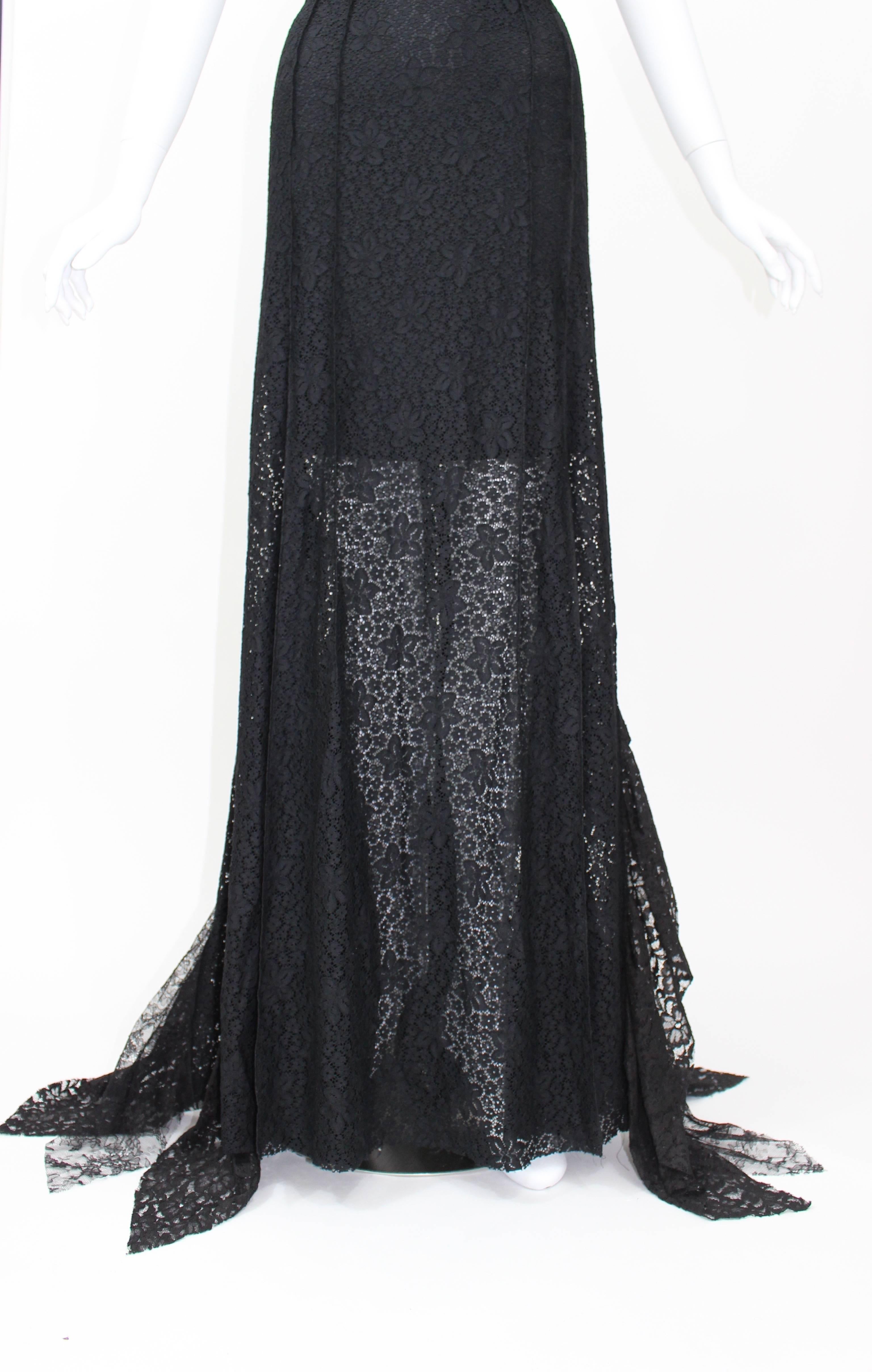 Nina Ricci Black Lace Ruffles Fishtail Evening Gown, 2013   2