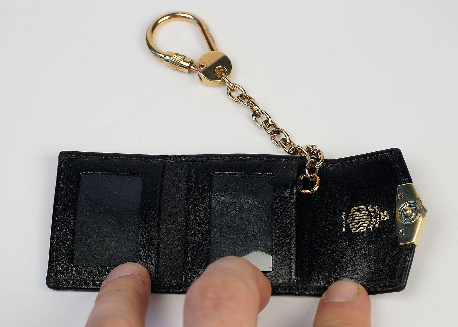Black Mark Cross Mini Key Ring/ Leather Photo Holder