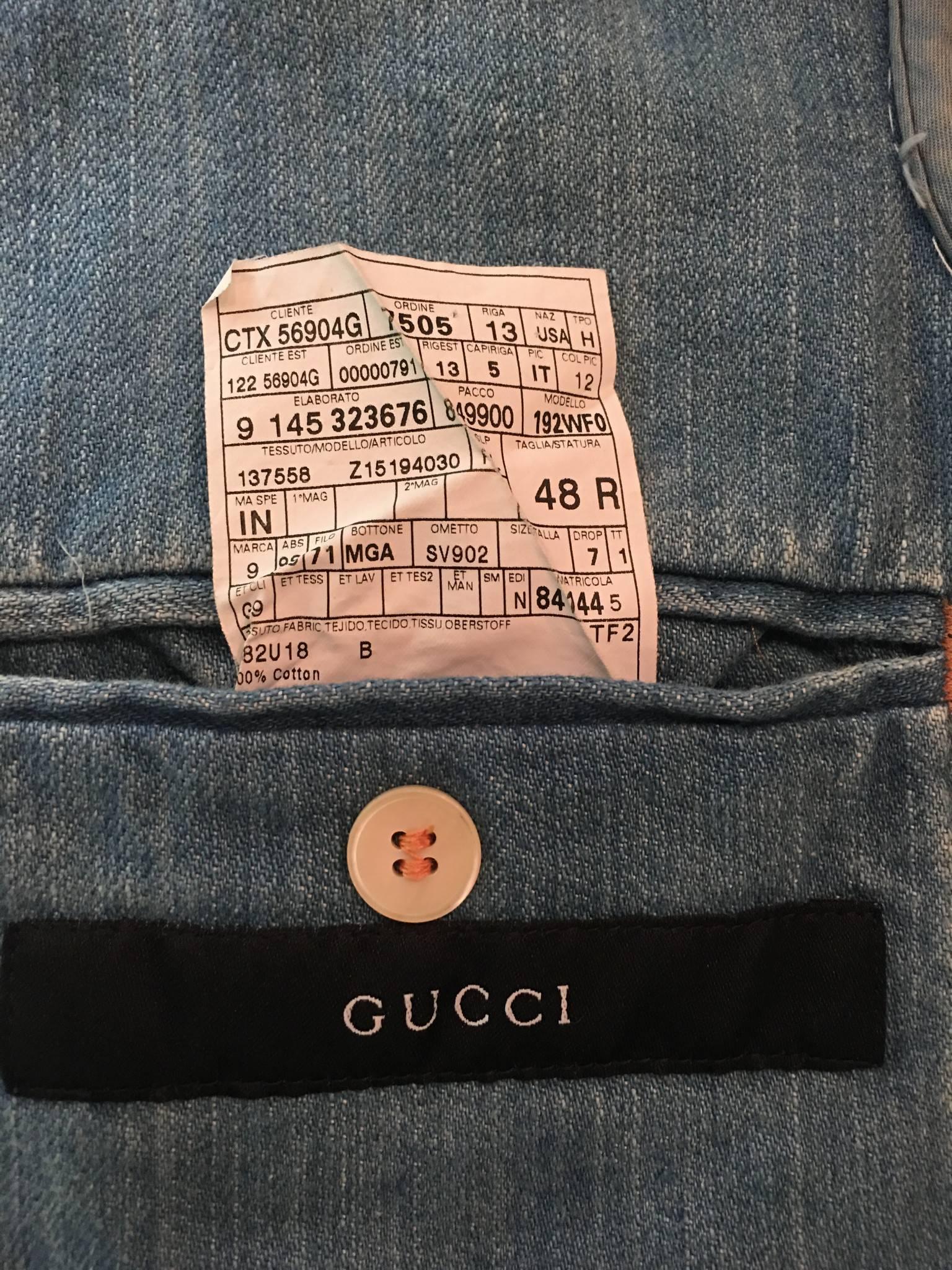 Tom Ford for Gucci Distressed Tailored Denim Jacket 2