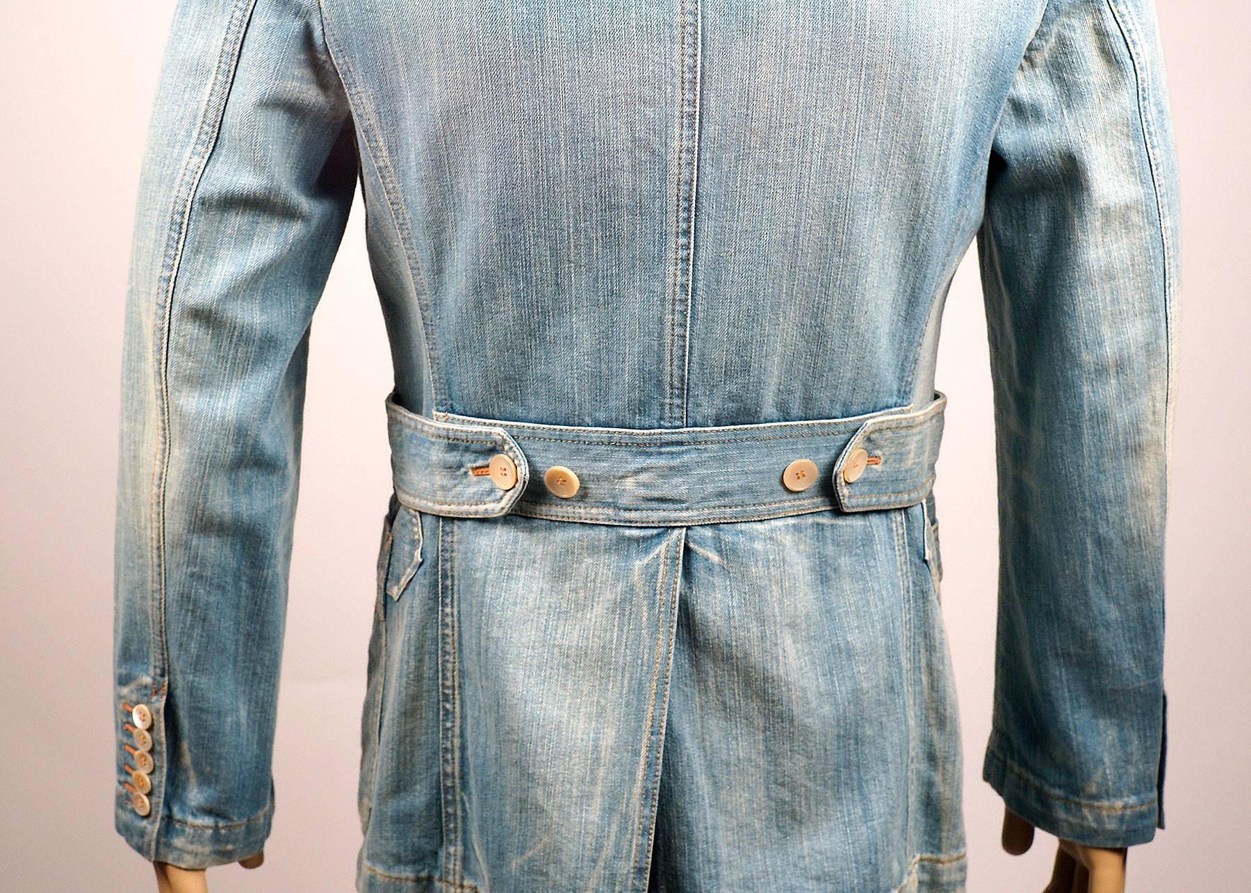 Blue Tom Ford for Gucci Distressed Tailored Denim Jacket