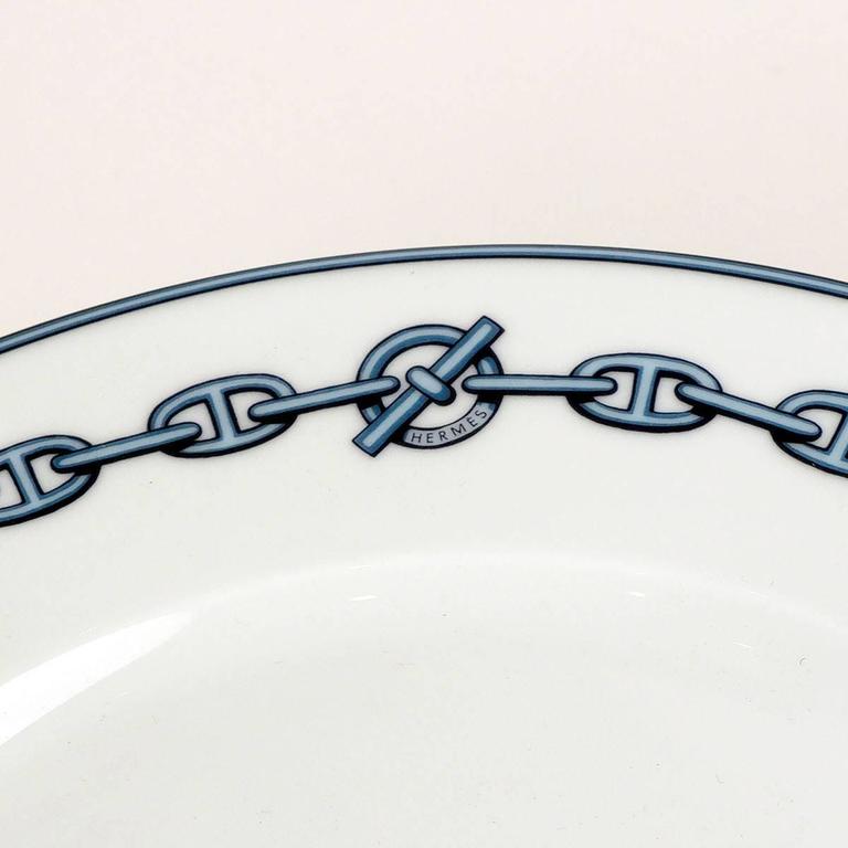 Hermes Chaine d'Ancre Blue Large Dinner Plates, Set of Six at 1stDibs