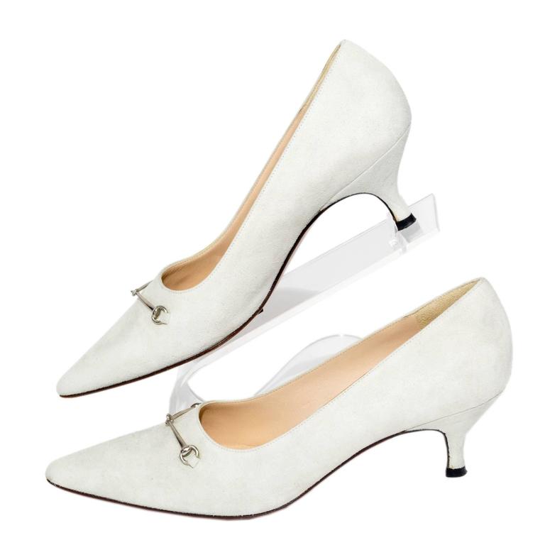 Gucci Ivory Suede Kitten Low Heels For Sale at 1stdibs