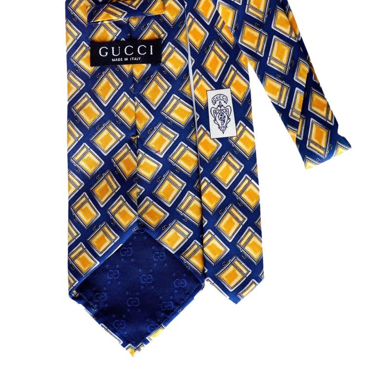 Gucci Yellow Diamond Printed Tie For Sale at 1stdibs