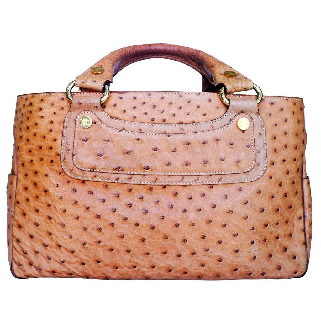 Women's Celine Ostrich Leather Handle Bag
