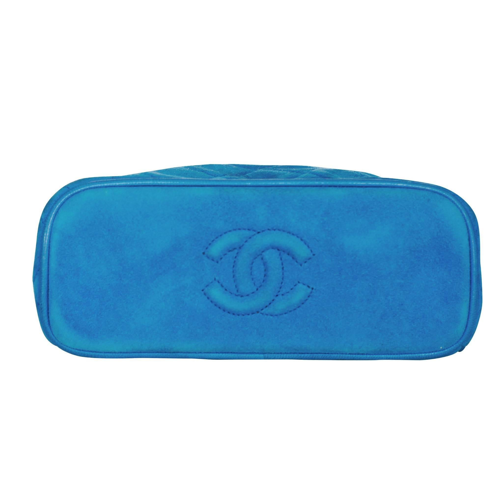 Limited Chanel Blue Suede Shoulder Bag w/ Tassel Zipper  3