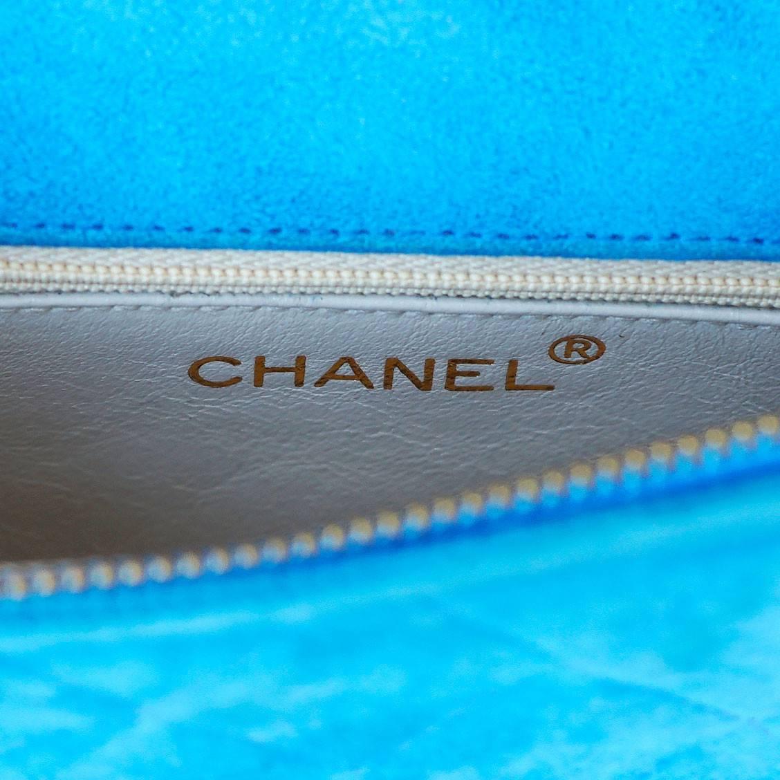 Limited Chanel Blue Suede Shoulder Bag w/ Tassel Zipper  4